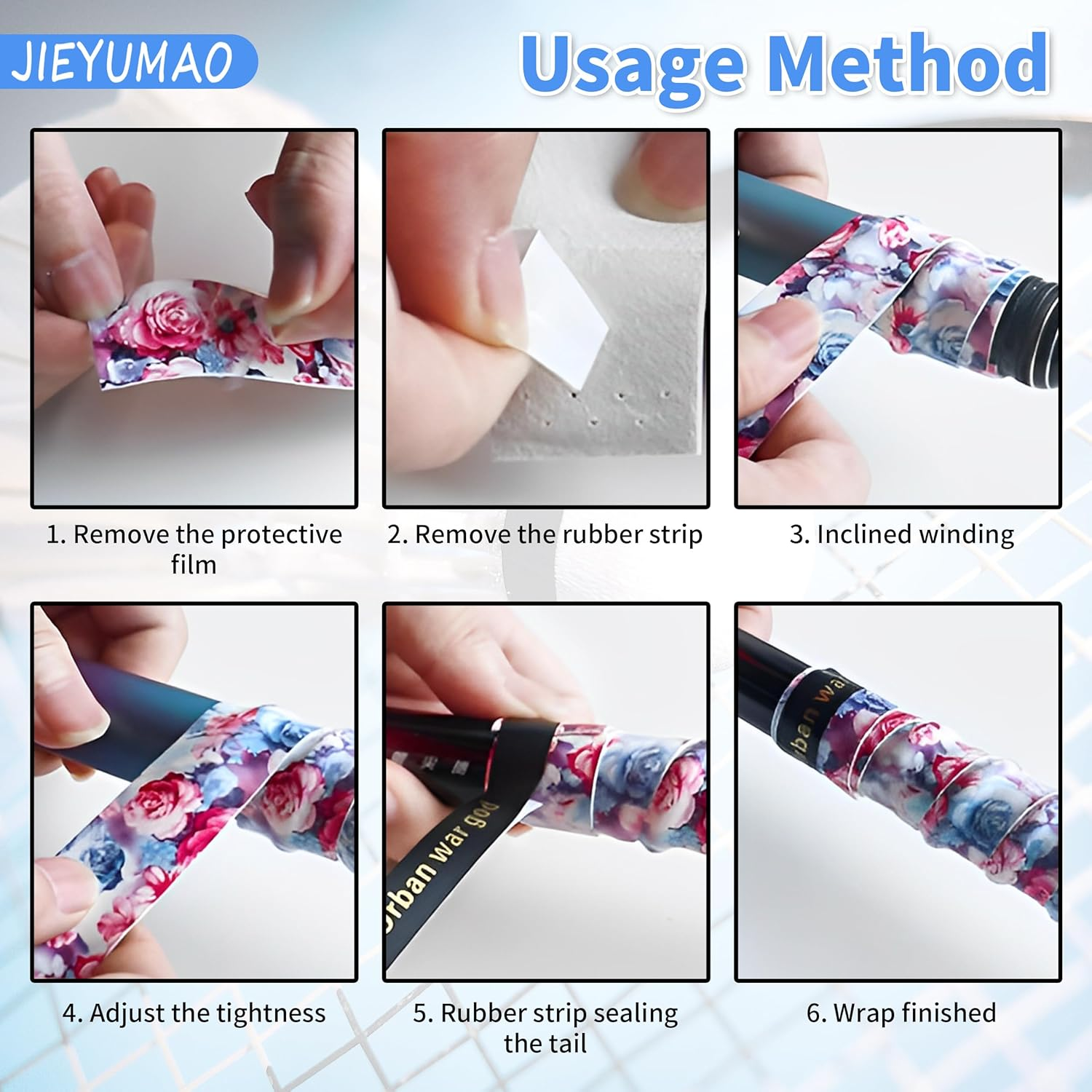 JIEYUMAO 12Pcs Pickleball Paddle Grip Tape, Multicolor Tennis Racket Grip Tape with Racket Grip Bands, anti Slip Tennis Overgrip Grip Tape Self-Adhesive Badminton Racket Grip Tape for Sport Fishing image number 4