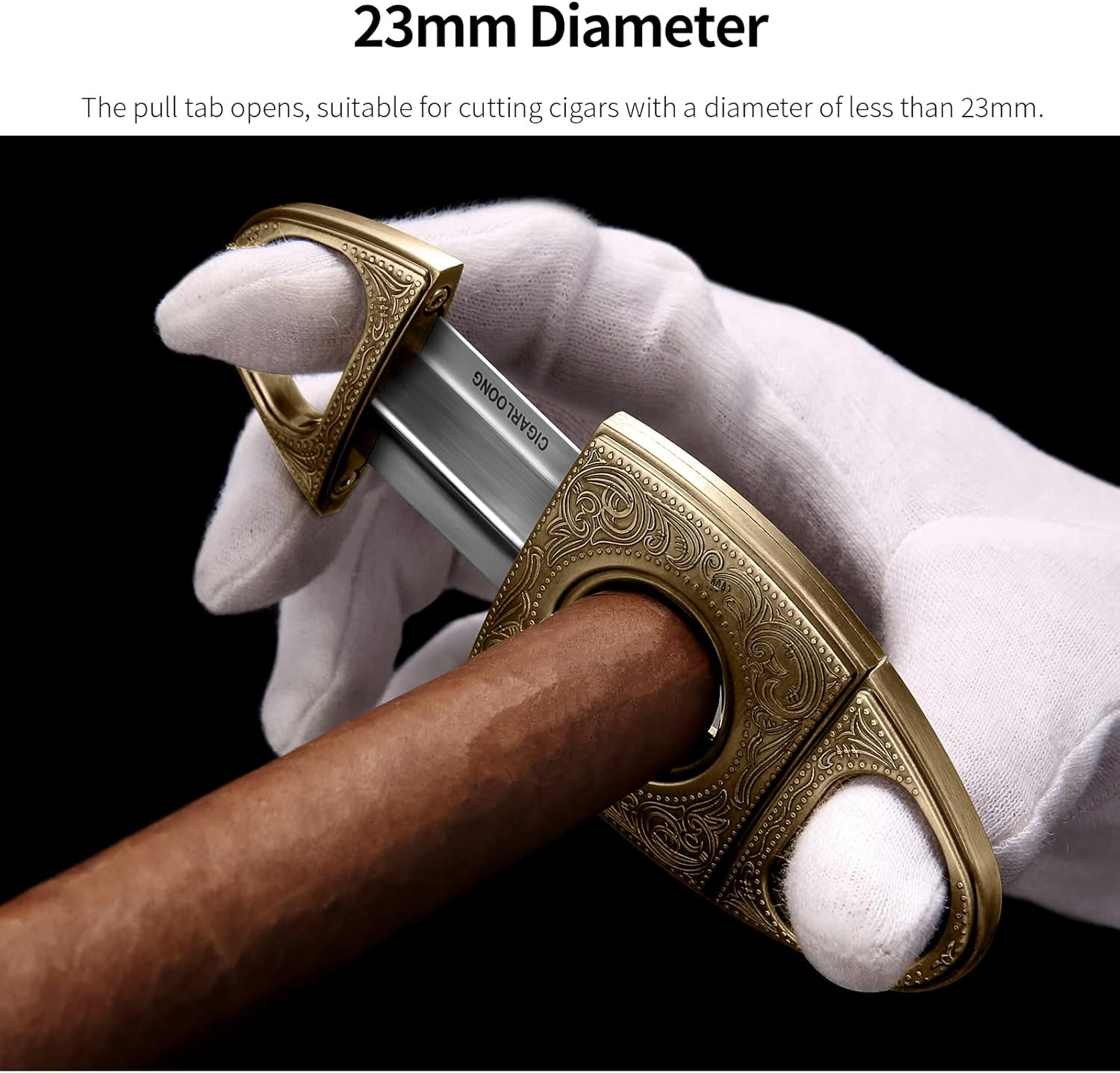 CIGARLOONG Cigar Cutter and Lighter Set Double Sharp Blade V-Cut Windfroop Torch Lighter Portable Cigar Set with Gift Box(Silver) image number 4