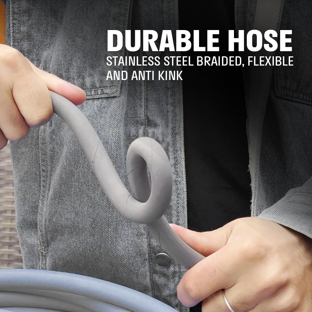 ACTIVE Pressure Washer Hose 50 Ft 5/16" - Kink Resistant Steel Braided Power Washer Hose for All Electric & Gas Pressure Washers, Flex Hose W/Max 4000 PSI & 12 GPM at a Peak Temperature of 212F image number 2