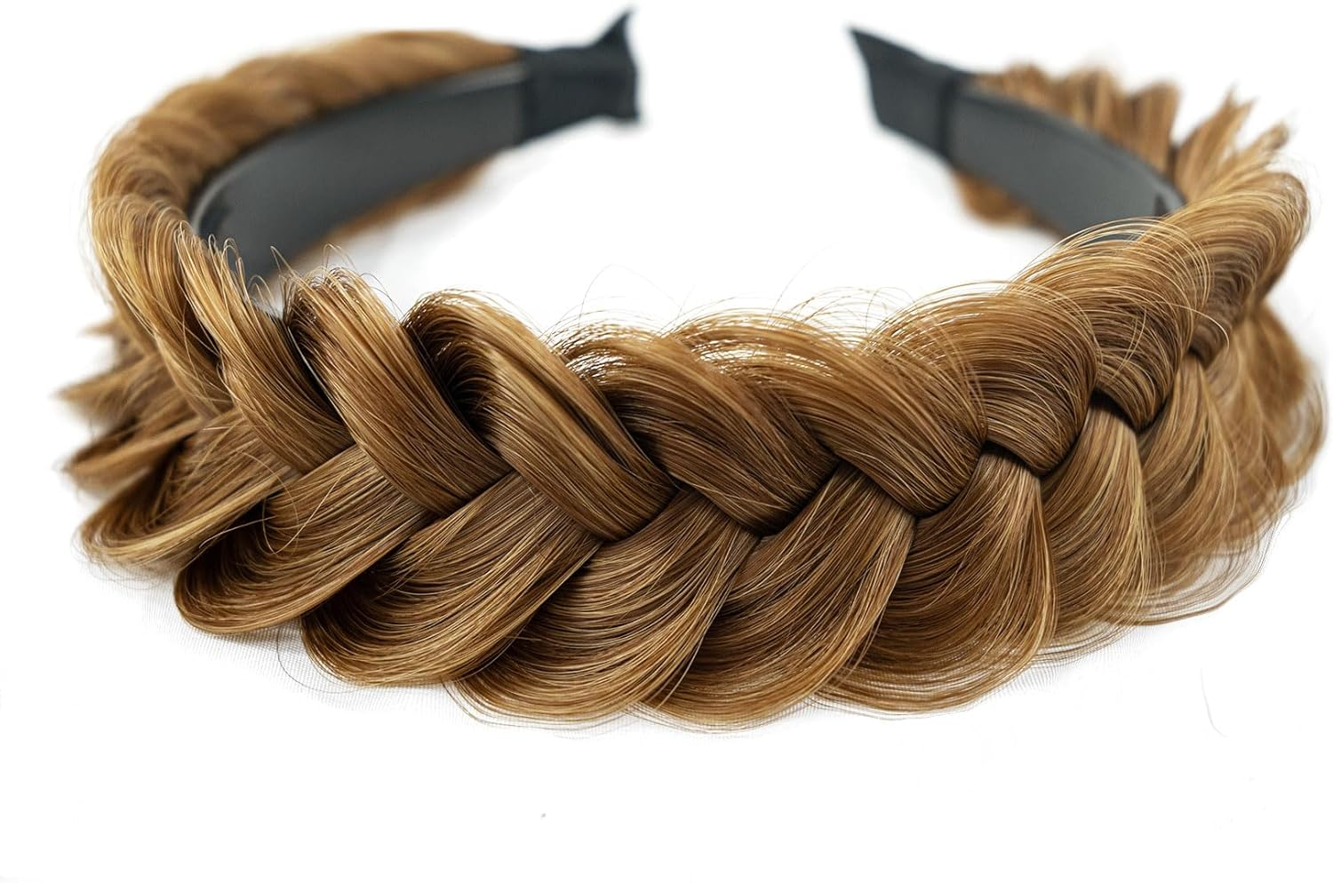 TOECWEGR Braided Headband Withtooth Wide Braid Messy Hair Hoop Womenfashion Hair Accessories (Dark Brown Black 2A)