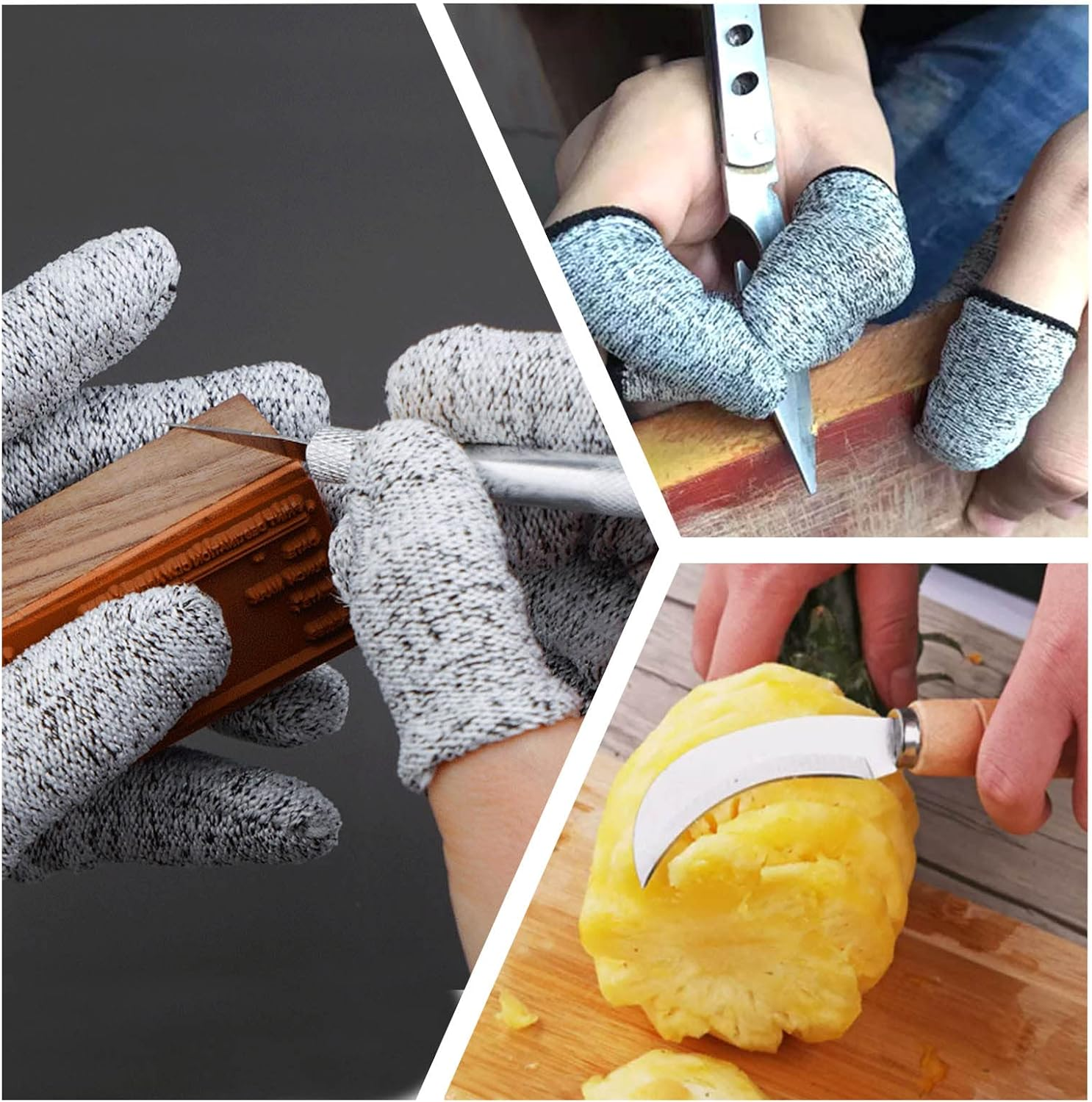 10Pcs Breathable Cut Resistant Finger Cots Protection Reusable Durable Non Slip Finger Thumb Protector Gloves for Work Kitchen Garden Sculpture Grinding Stained Glass(Grey) image number 2