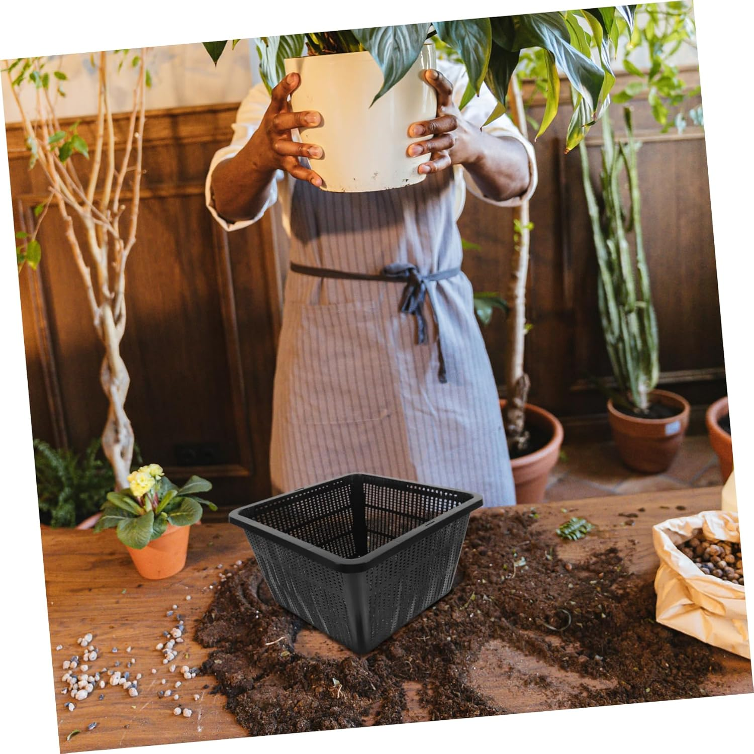 IWOWHERO 2 Pack Hydroponic Plant Baskets Net Pots for Gardening Plastic Planters for Aquatic Pond Flowers image number 2