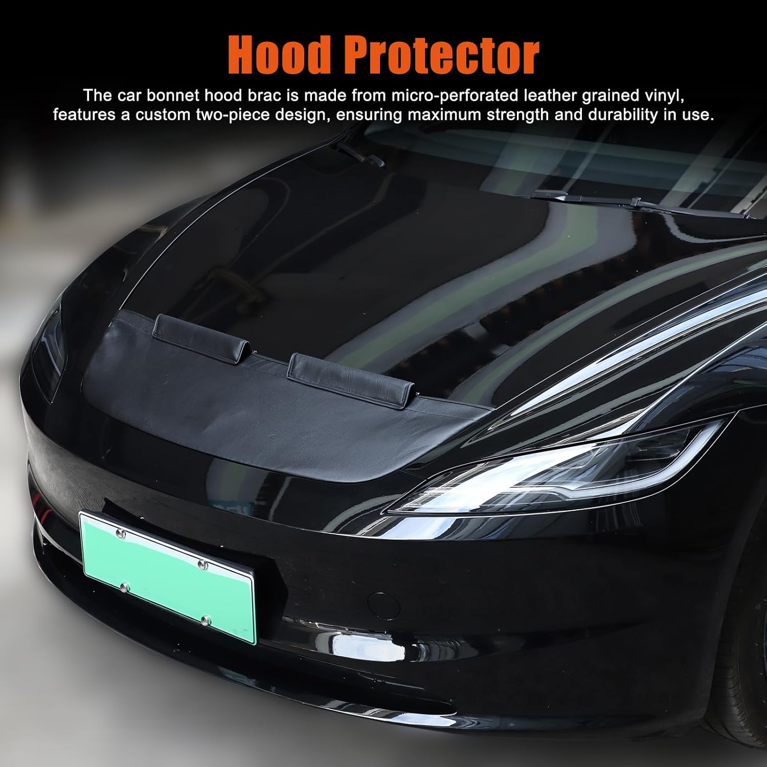 Car Bonnet Hood Bra Compatible with 2016-2023 Tesla Model 3 Hood Cover Exterior Accessories Front End Cover Black Car Mask Bra image number 2