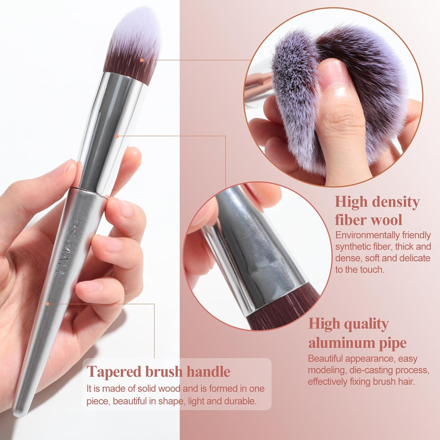 BS-MALL Makeup Brush Set 18 Pcs Premium Synthetic Foundation Powder Concealers Eye Shadows Blush Makeup Brushes with Black Case image number 4