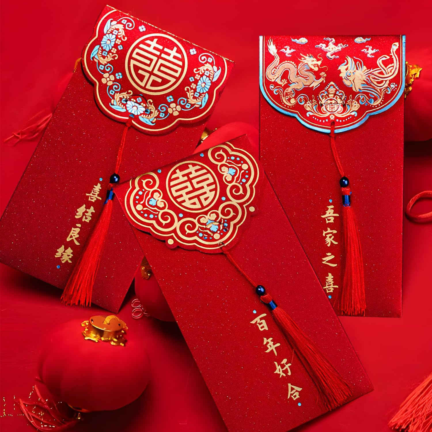 6 Pcs Red Envelopes, Thousand Yuan Red Packets, Red Envelope Gifts, Tie the Knot Red Envelope, Red Envelope Gifts for Wedding Happy image number 6