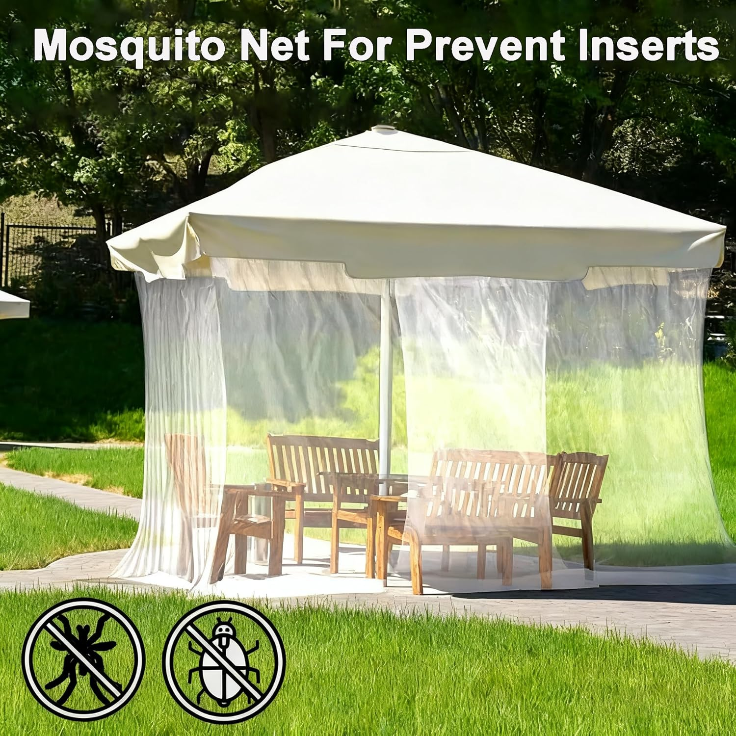 Camping Mosquito Net Outdoor Net for Camping Hiking Backpacking, 300X300X195Cm Ultra Large Mosquito Netting with Carry Bag, Premium Quality for Indoor Use and Travel (Single Door 300 * 300 * 195Cm) image number 3
