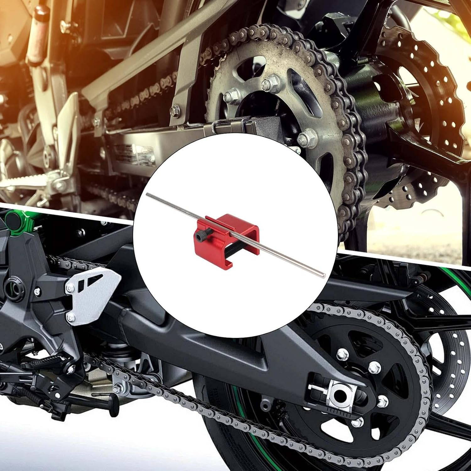 Chain Quick Alignment Tool - Repair Scooter Quick Adjusting Alignment Tool | Aluminum Alloy Chain Alignment Tools for Atvs, Motorcycles, and Other Vehicle Chains - Red image number 6
