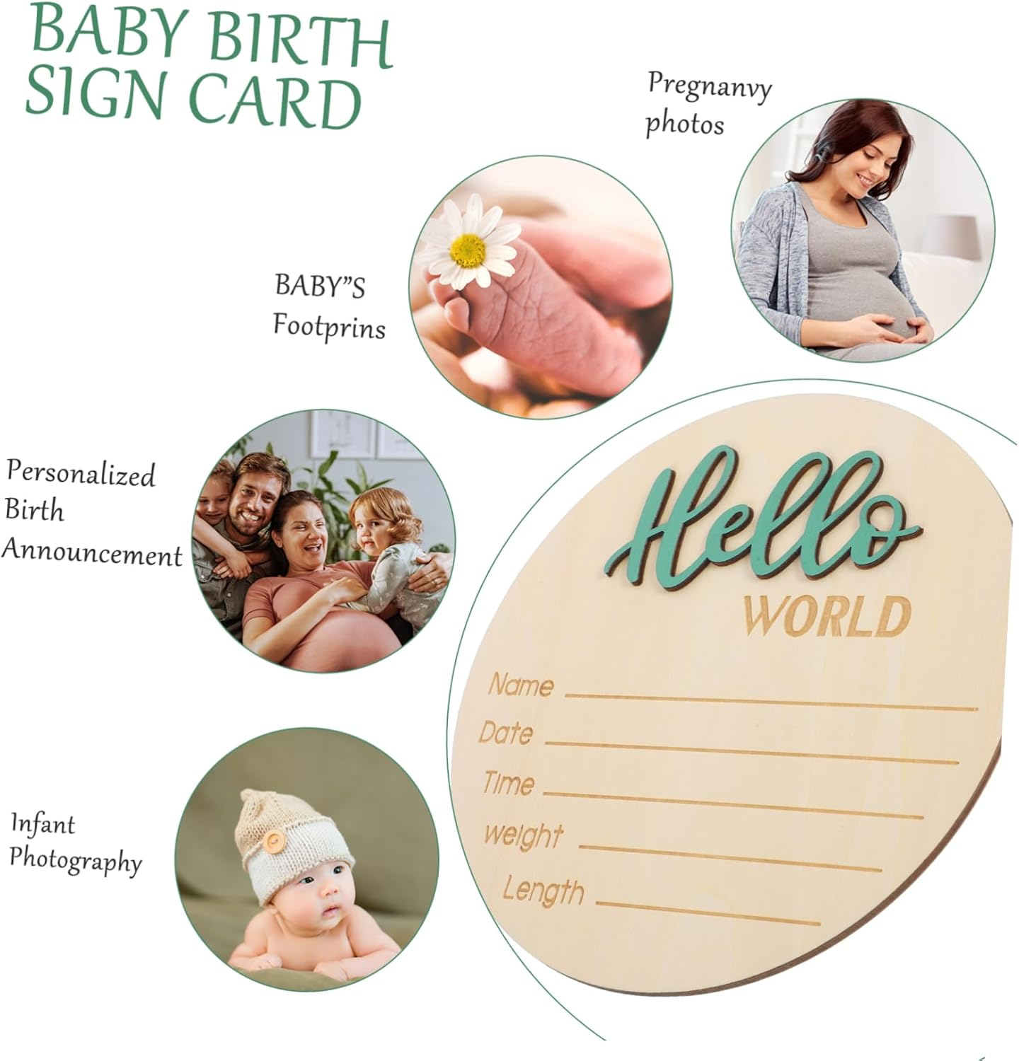 Wooden round Birth Announcement Sign for Newborns Baby Name Sign Infant Photography Prop Hospital Welcome Newborn Announcement image number 6