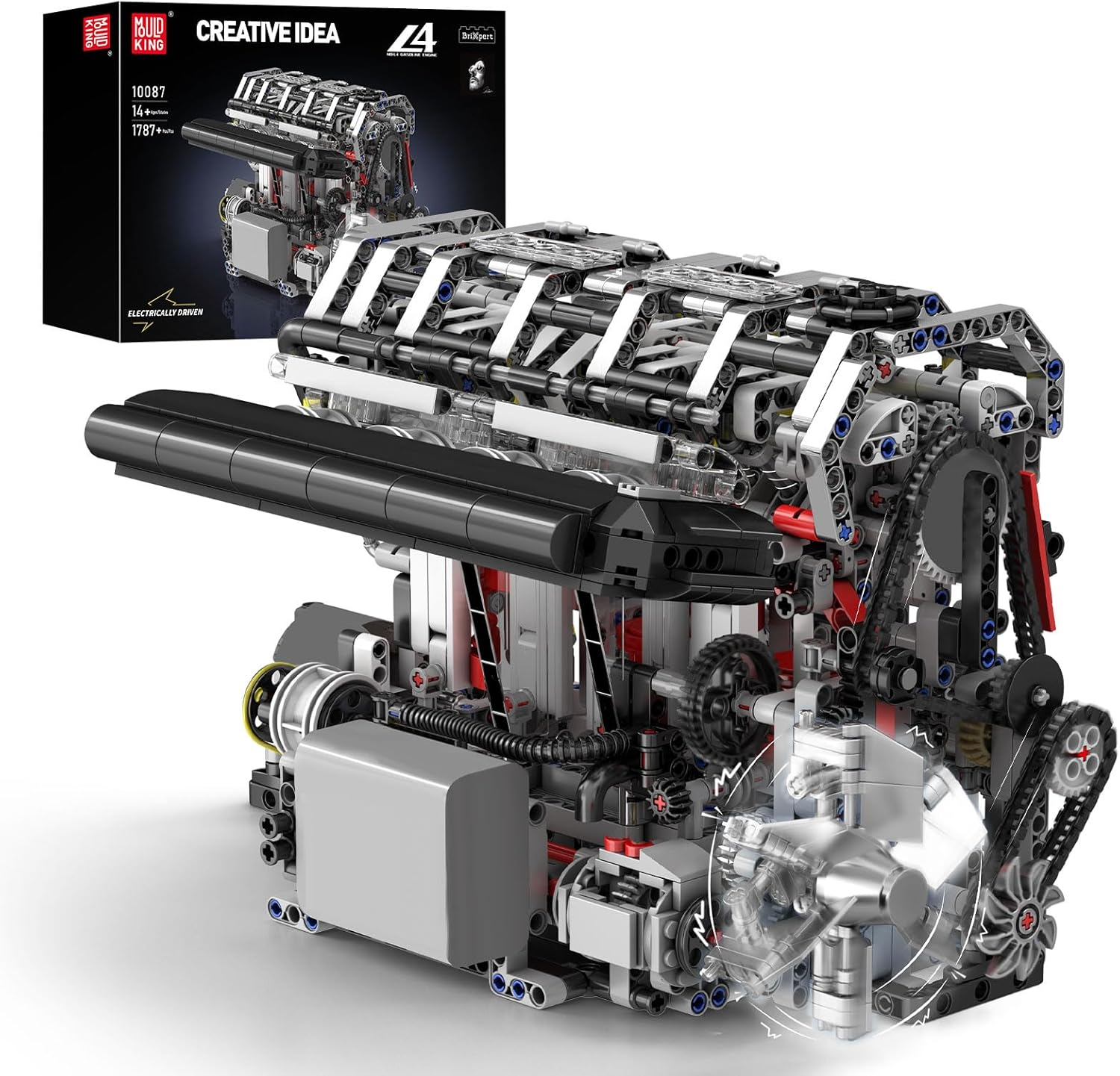 Mould King L4 Engine Building Kit - Build Your Own Engine Toy, Car Engine Replica, STEM Mechanic Engineering Model Construction for Teens 14+ Years (1787 Pcs) image number 4