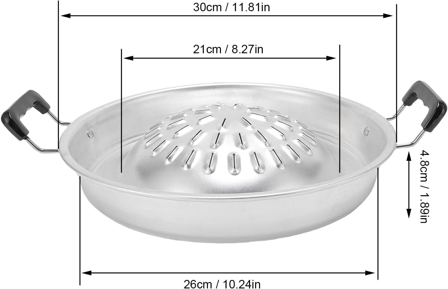 Thai Korean BBQ Grill Pan, 2 in 1 Aluminum Hot Pot Grill Charcoal Pan, Non Stick Thai Lao Korean BBQ Grill Topper, Barbecue Grill Plate for Shabu Vegetable Egg Pork (30Cm/11.81In Original Color) - 35Cm/13.78In Black image number 3