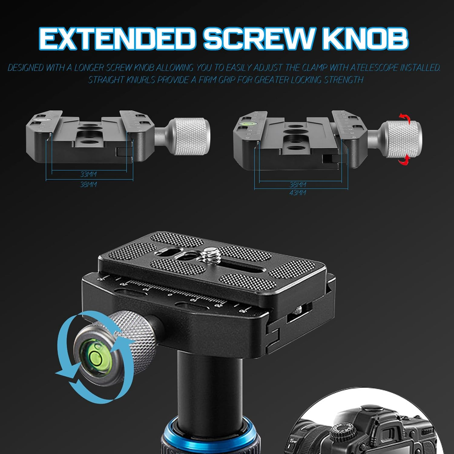 Powerful 70Mm Quick Release Clamp, Professional Replace Adapter Plate for Arca Swiss Camera Tripod and for Manfrotto Rc2 Standard Tripod Ballhead image number 4