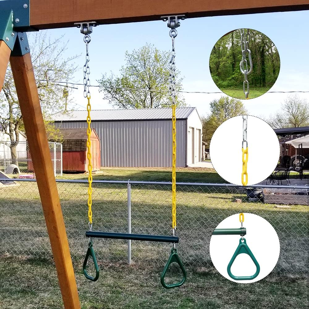 18' Trapeze Swing Bar Rings 48' Heavy Duty Chain Swing Set Accessories & Locking Carabiners&hellip; image number 4