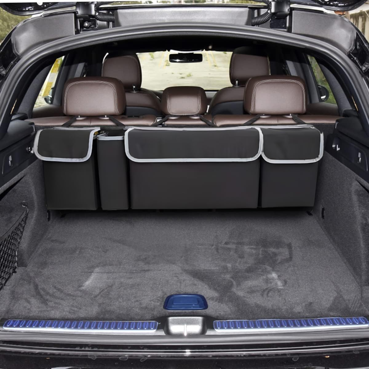 Car Trunk Organizer, Backseat Hanging Large Storage with Adjustable Straps, Waterproof Collapsible Cargo Bag with 4 Pockets, Sturdy Space Saver Frees Trunk Floor for SUV, Truck, MPV 1Pack image number 3
