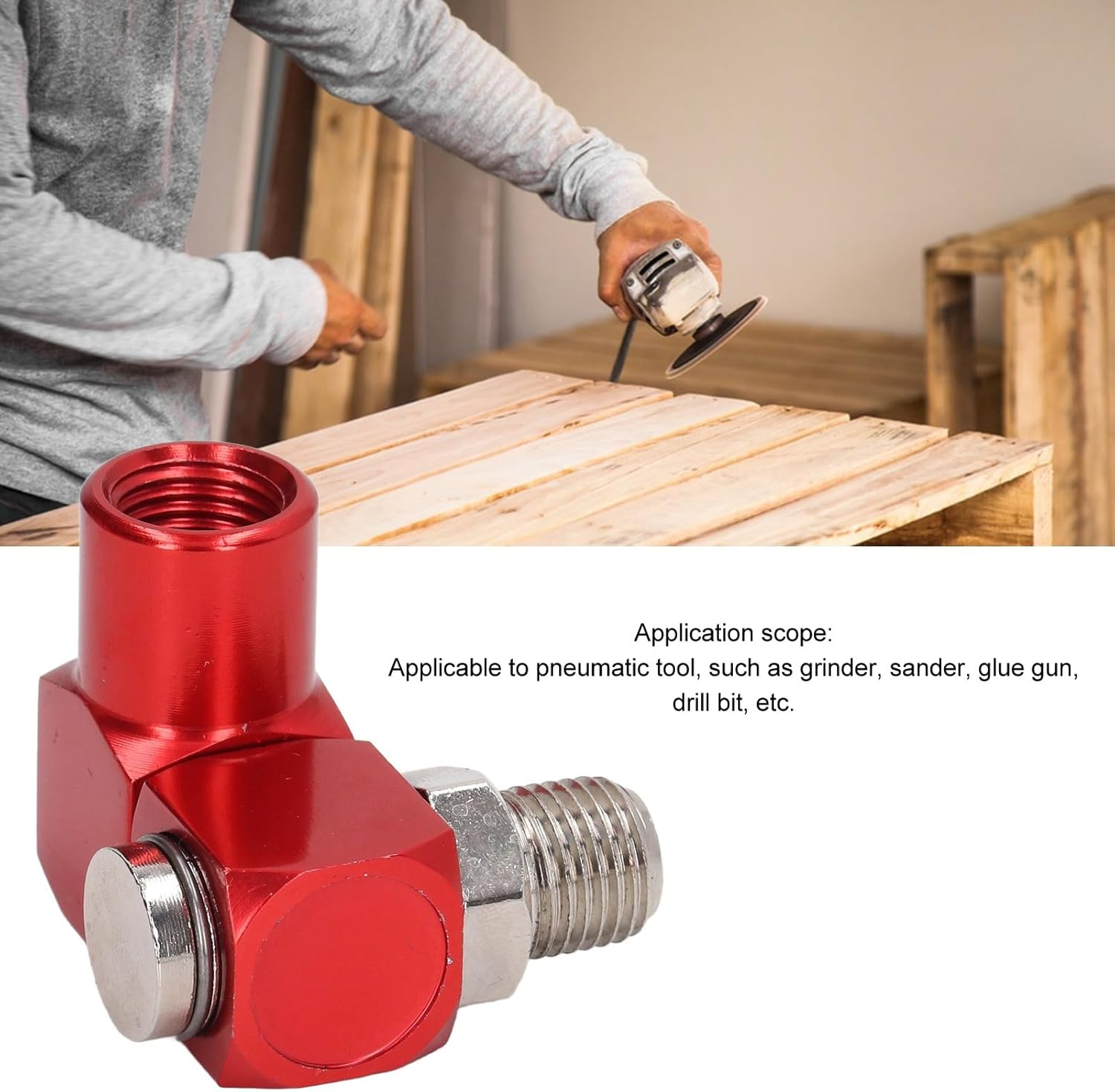 360 Degree Air Hose Connector, NPT Thread Industrial Air Fittings, Pneumatic Tool Adapter, for Pneumatic Tool image number 4