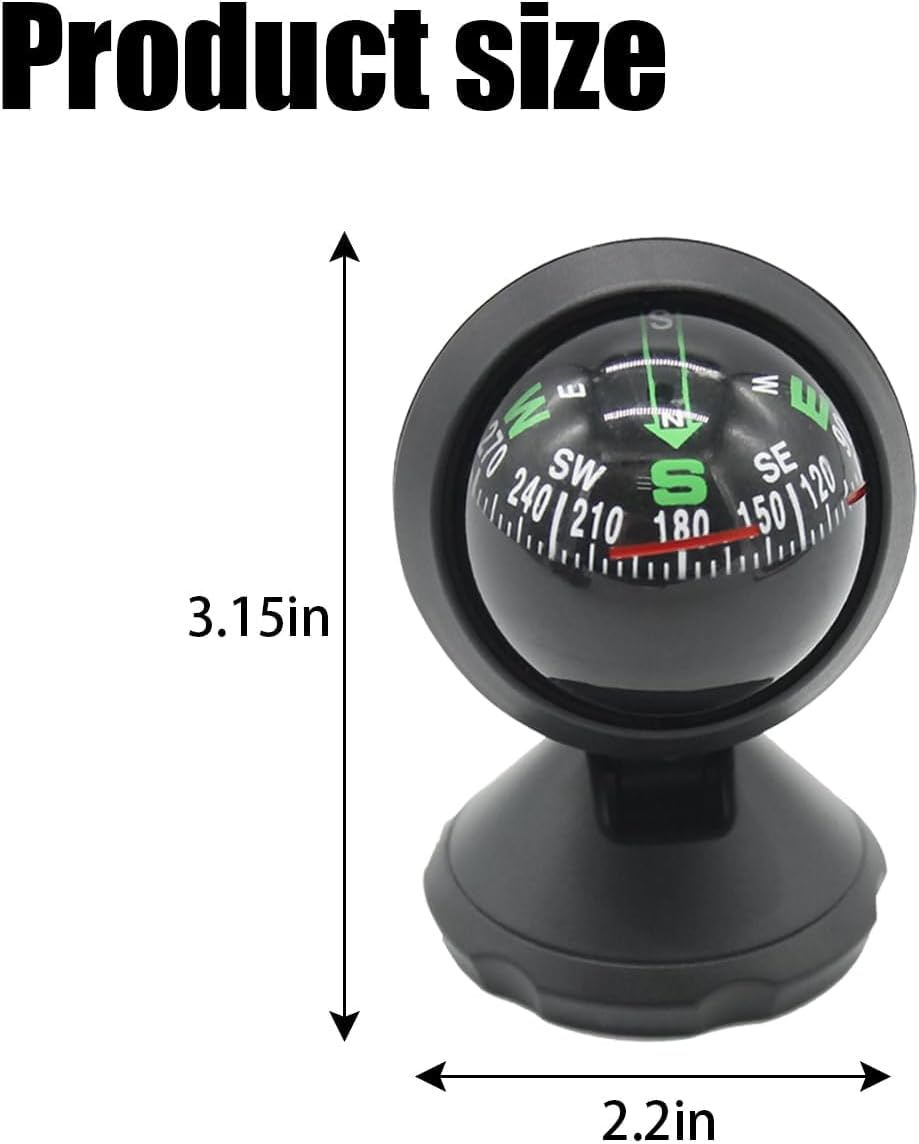 Car Compass Ball, Dash Mount Adjustable Compass Ball with Bottom Stick, Navigation Hiking Direction Pointing Guide Ball for Marine Boat Truck Caravan Outdoor, Universal Car Accessories image number 6
