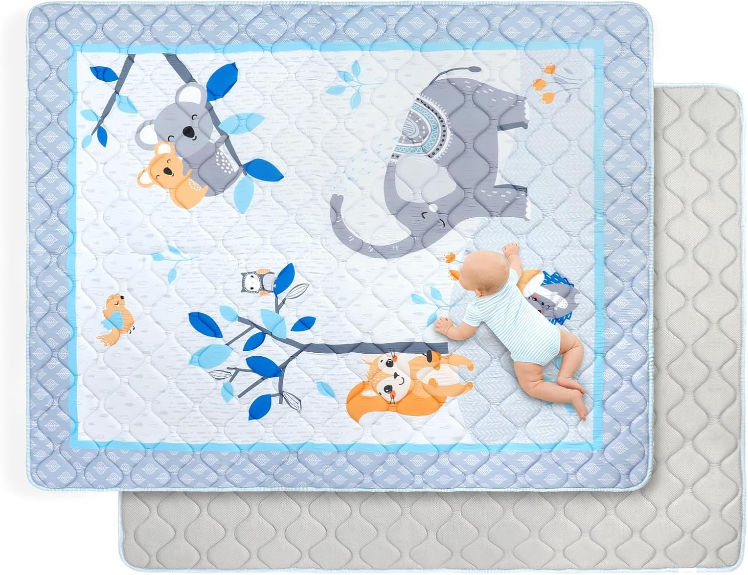 Decalsweet Baby Play Mat 150 X 180 Cm with Non-Slip, Extra Thick 2 Cm Soft Crawling Mat Baby, Foldable Crawling Blanket for Baby Crawling Rug for Children'S Room Indoor Outdoor Fence (Forest Animals)