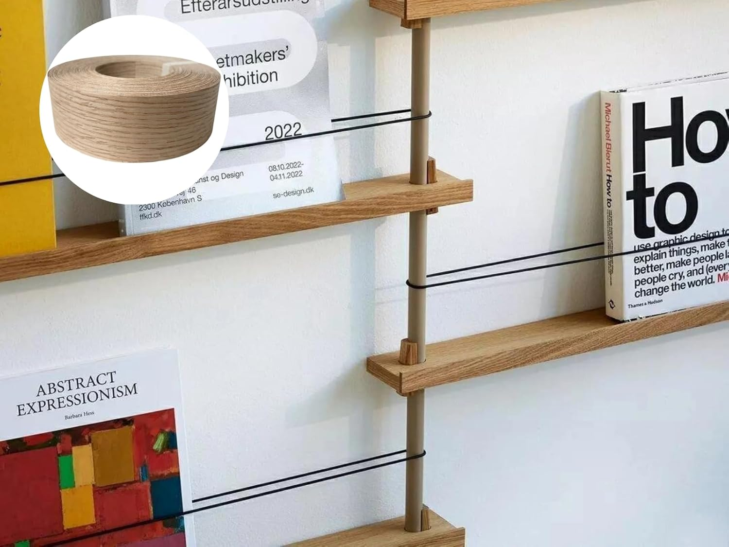 Preglued American Red Oak Wood Veneer Edging, Plywood Edge Banding, Flexible Wood Tape, Iron on Easy Application Veneer Edging with Hot Melt Adhesive Back (2.2Cmx15M) image number 3