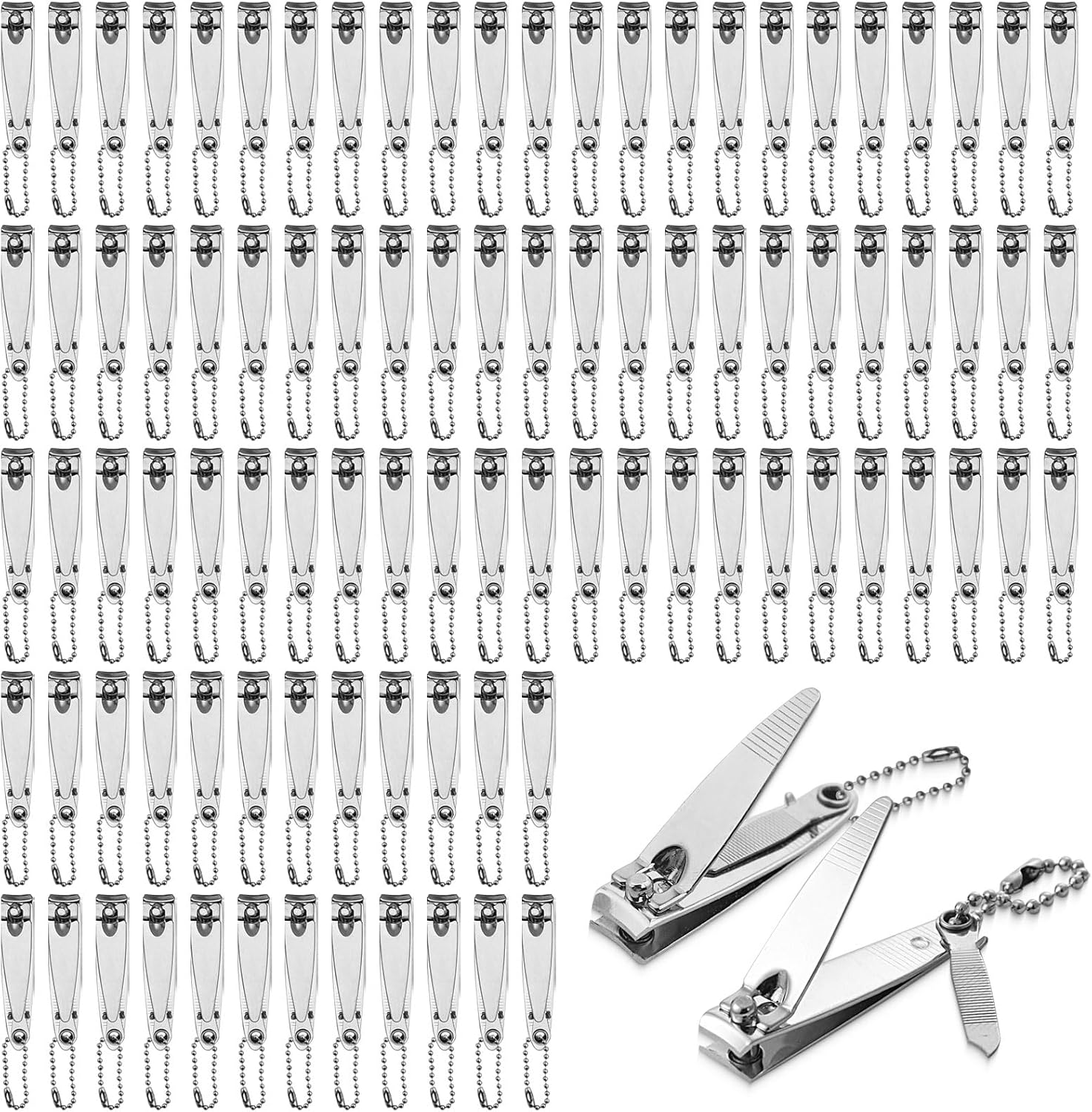 Individually Wrapped Nail Clippers in Bulk Stainless Steel Fingernail Clippers Bulk, Sturdy Thick Toenail Clippers Mini Men Women Nail Tip Cutter Trimmer for Homeless, Travel, Hotel (2 Inch 50Count) image number 1