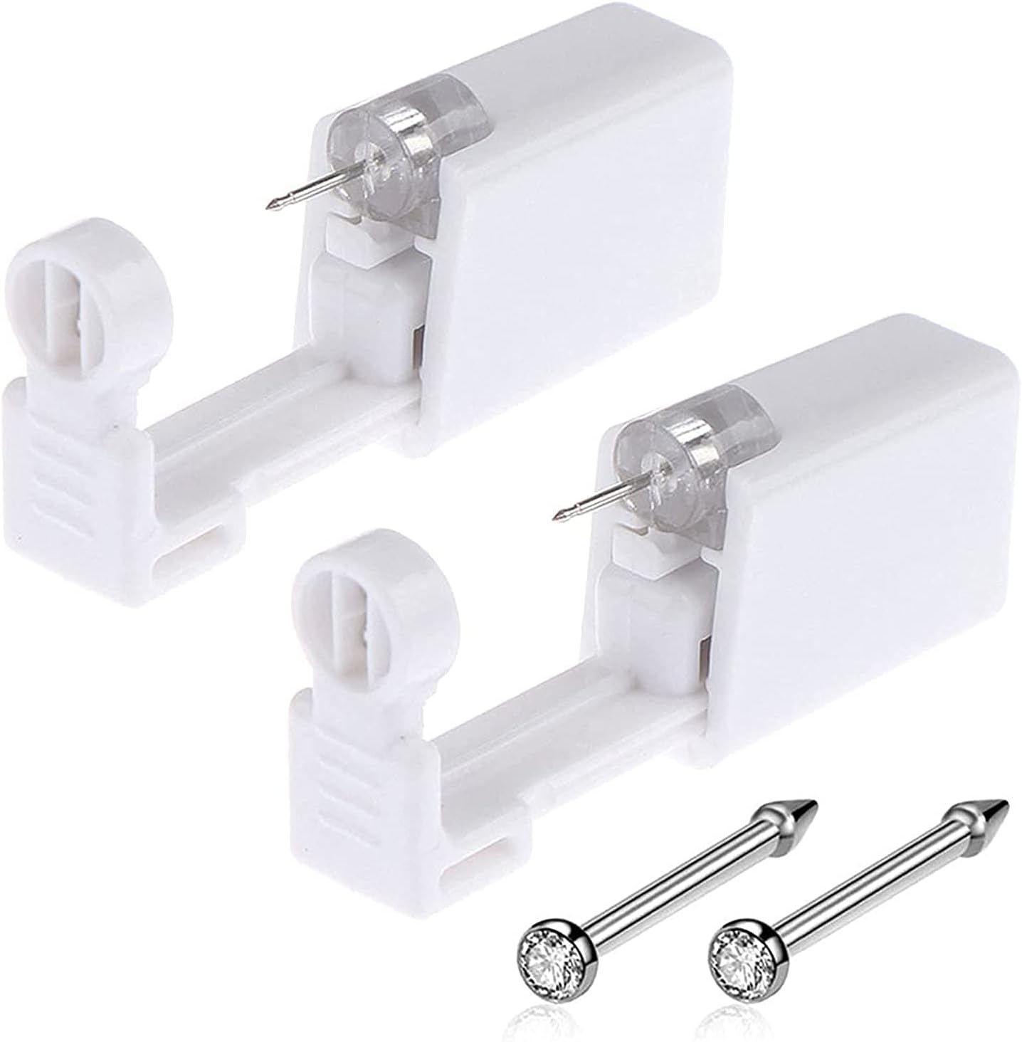 Nose Piercing Gun - Kiragrace 2 Pack Self Nose Piercing Kit Unit Disposable Nose Piercing Gun with Nose Stud Piercing Kit Tool for Cartilage Tragus Helix Piercing Gun Piercing Jewelry (Silver), image number 5