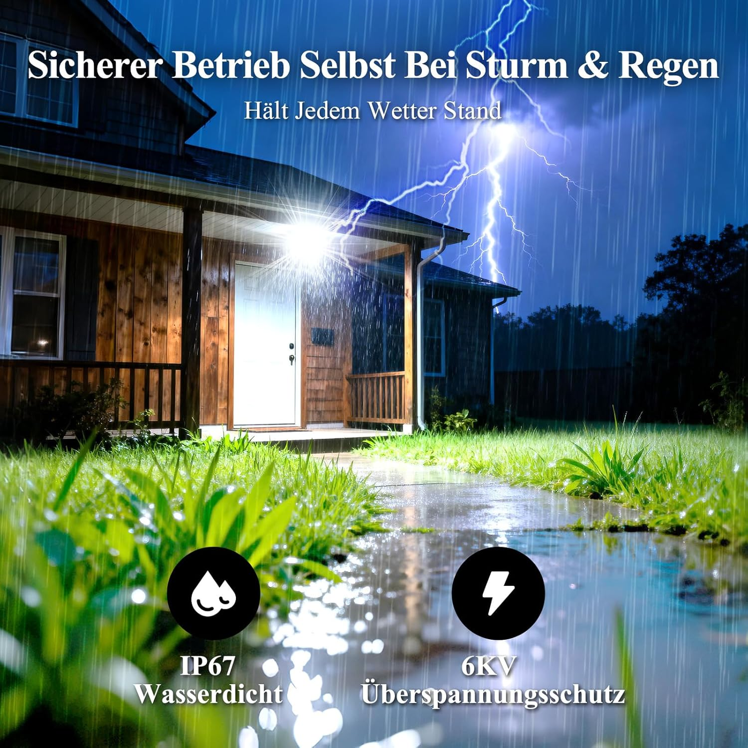 SUFUYA LED Outdoor Spotlight, 50 W, 7000 LM, 6500 K, Cool White, Super Bright LED Floodlight, IP67 Waterproof, Adjustable 180&deg; Headlight for Stadium, Patio, Street, Garage