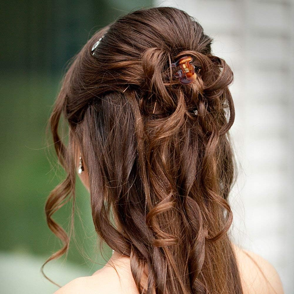 24Pcs Mini Hair Claw Clips for Girls and Women, Small Hair Claw Clips Tiny Plastic Hair Claws Pins Clamps with a Box Black - Brown image number 6