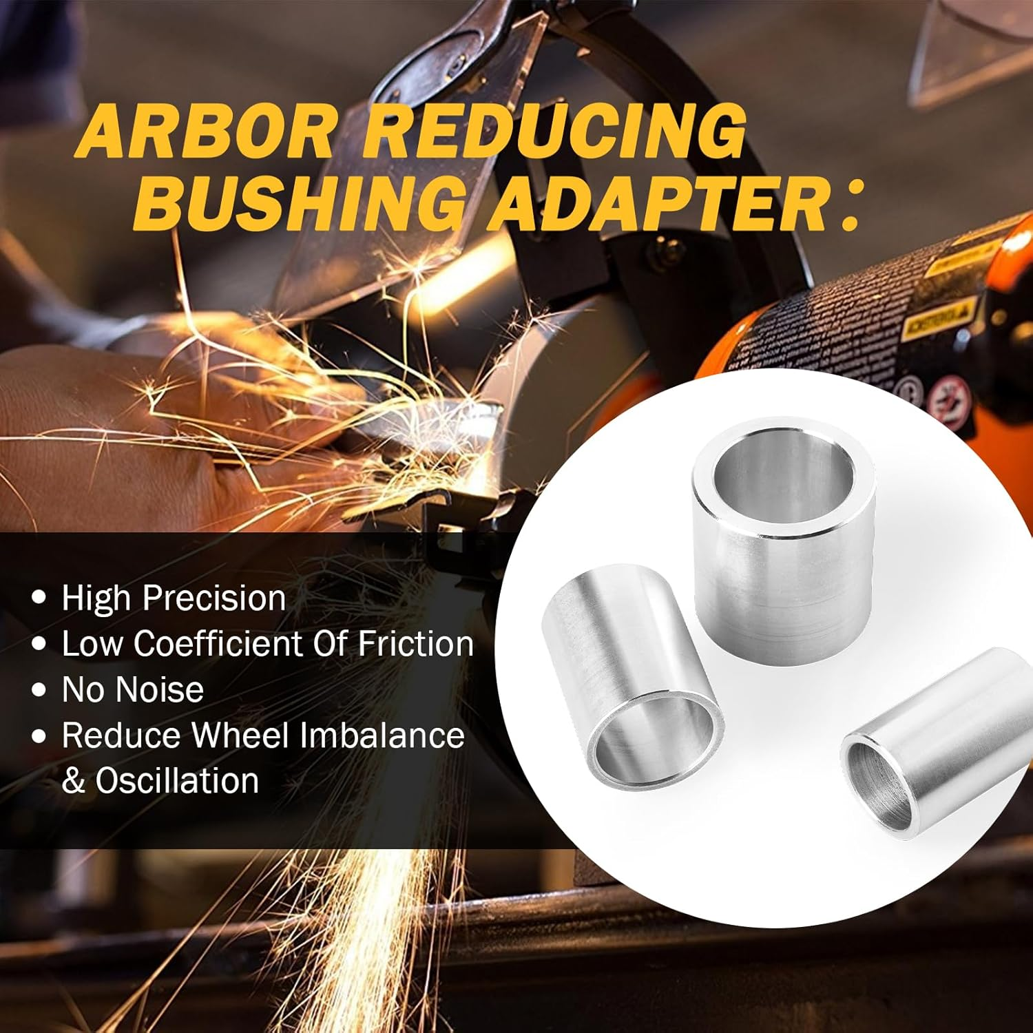 Reducing Bushing Arbor Adapters Fit for Bench Grinding Wheel or Sanding Wheel Arbor Hole 1" Thick from 1-1/4" to 1", 3/4", 5/8", 1/2" Arbor Aluminum image number 3