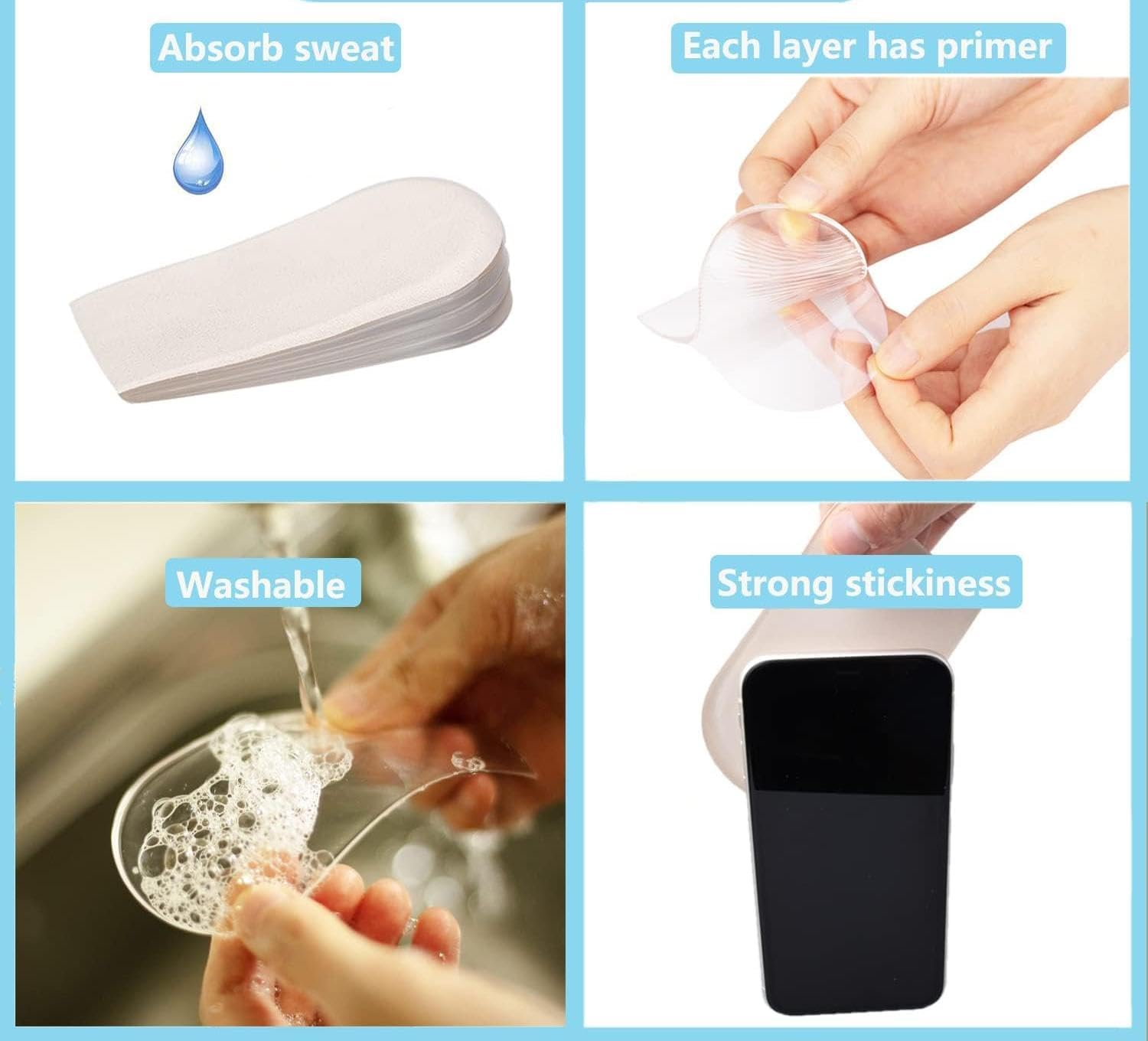 Adjustable Orthopedic Heel Lift Inserts, Gel Heel Pads, Height Increase Insole for Leg Length Discrepancies, Heel Spurs, Heel Pain, Sports Injuries, and Achille Tendonitis (White, 40-45) image number 1