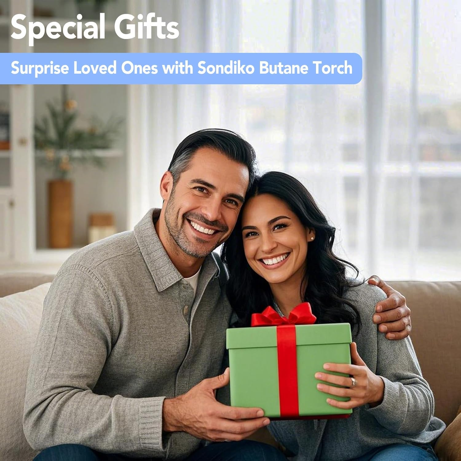 Sondiko Triple Flame Adjustable Mini Butane Torch Lighter - Refillable with Continuous Flame Lock for Creme Brulee, Cooking (Butane Not Included) image number 3