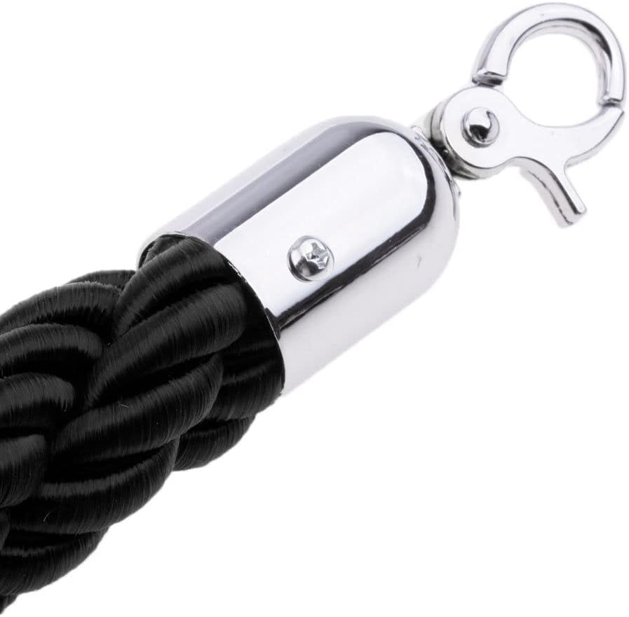 1.5M Stanchion Ropes for Control Post Rope Crowd Queue Line Barrier (Black Rope with Chrome End) image number 2