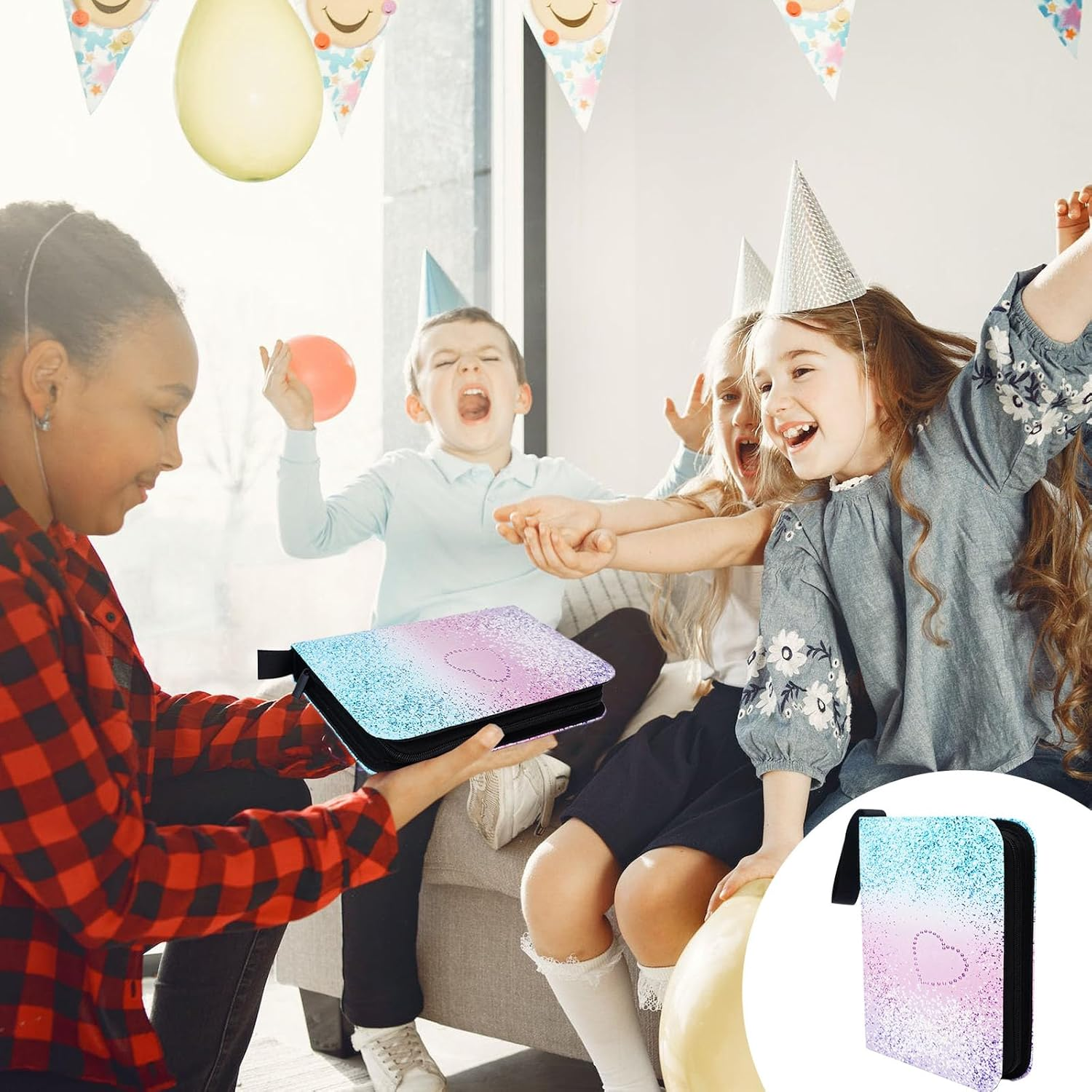 Momerch 400 Pockets Trading Card Binder, Coloful PU Cover Zip Binder Card Album Folder with 50 Detachable Sleeves Album Folder for Standard Size Cards Sports Cards Gaming Cards Baseball Cards image number 5