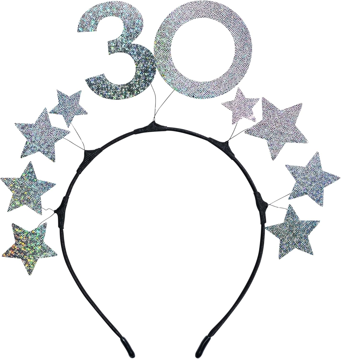 Libetui Glamorous Headband 30Th Birthday Women Sparkling Stars Silver Headband Costume Gift 30Th Birthday Crown Headpiece Star Glitter, One Size image number 3
