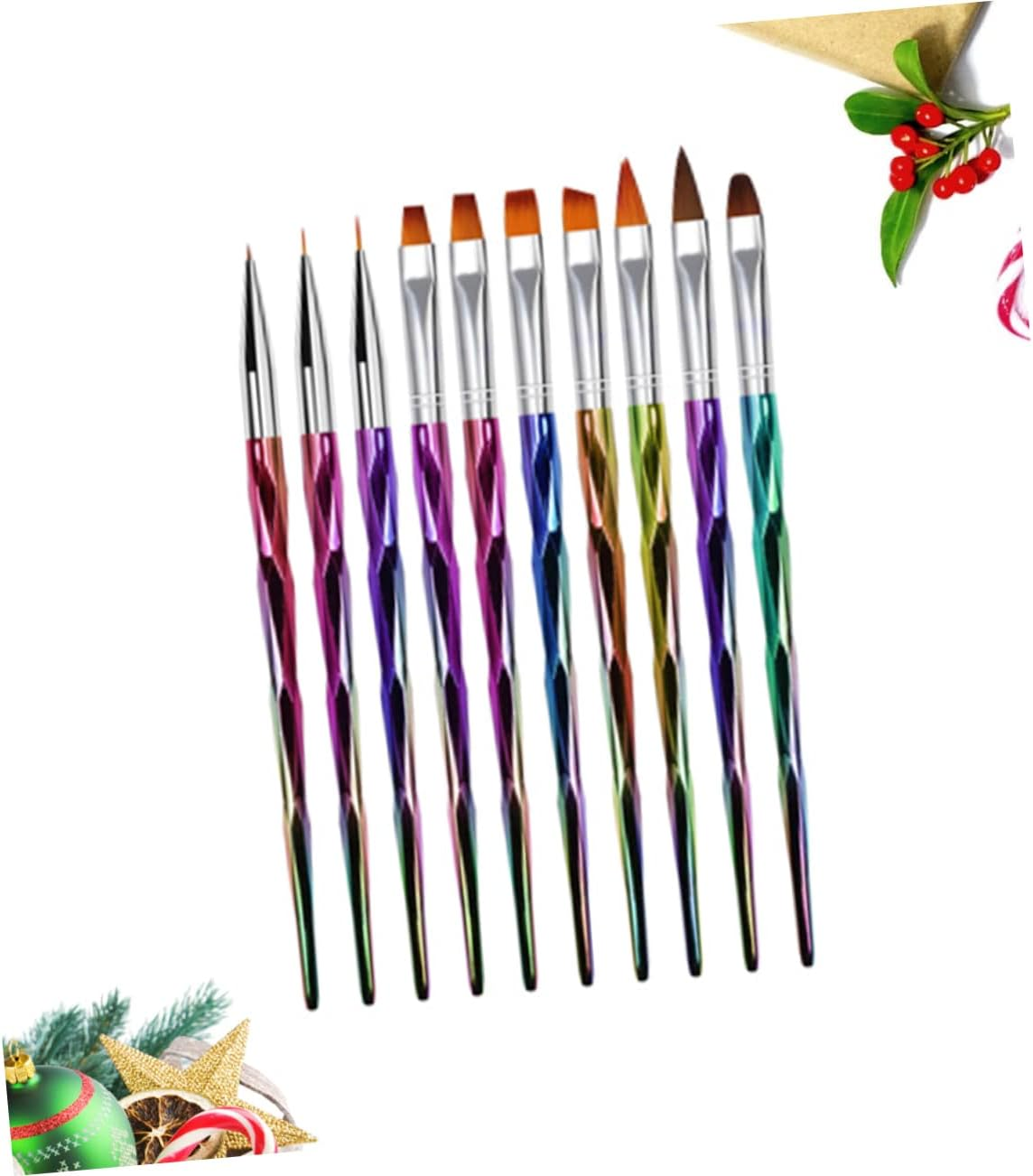 DONFAMDS 10Pcs Unique Nail Art Pen Brush Rhombus Rod Nail Brushes Essential Manicure Tools for Home Use