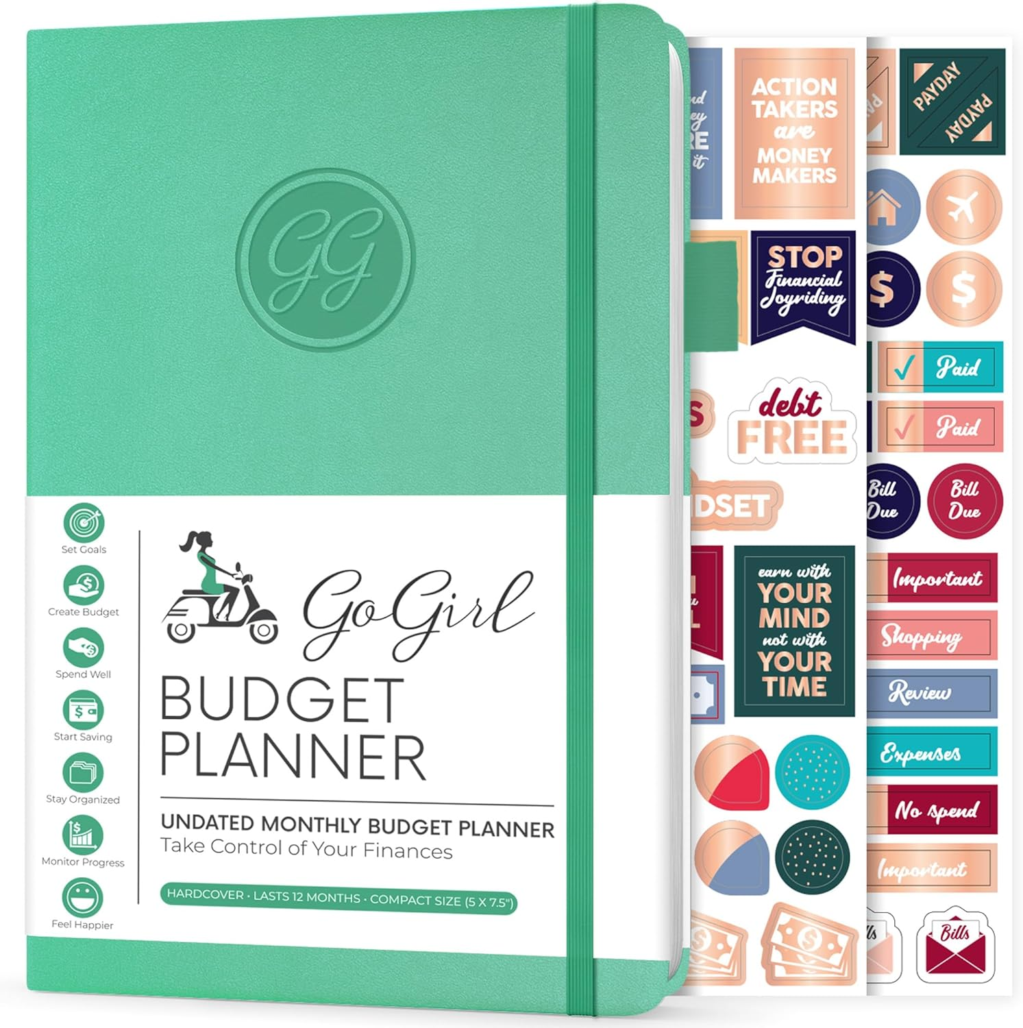 Gogirl Budget Planner - Monthly Financial Planner Organizer Budget Book. Expense Tracker Notebook Journal to Control Your Money. Undated - Start Any Time, 5.3" X 7.7", Lasts 1 Year Compact (5.3" X 7.7") - Smaller than A5 Lavender