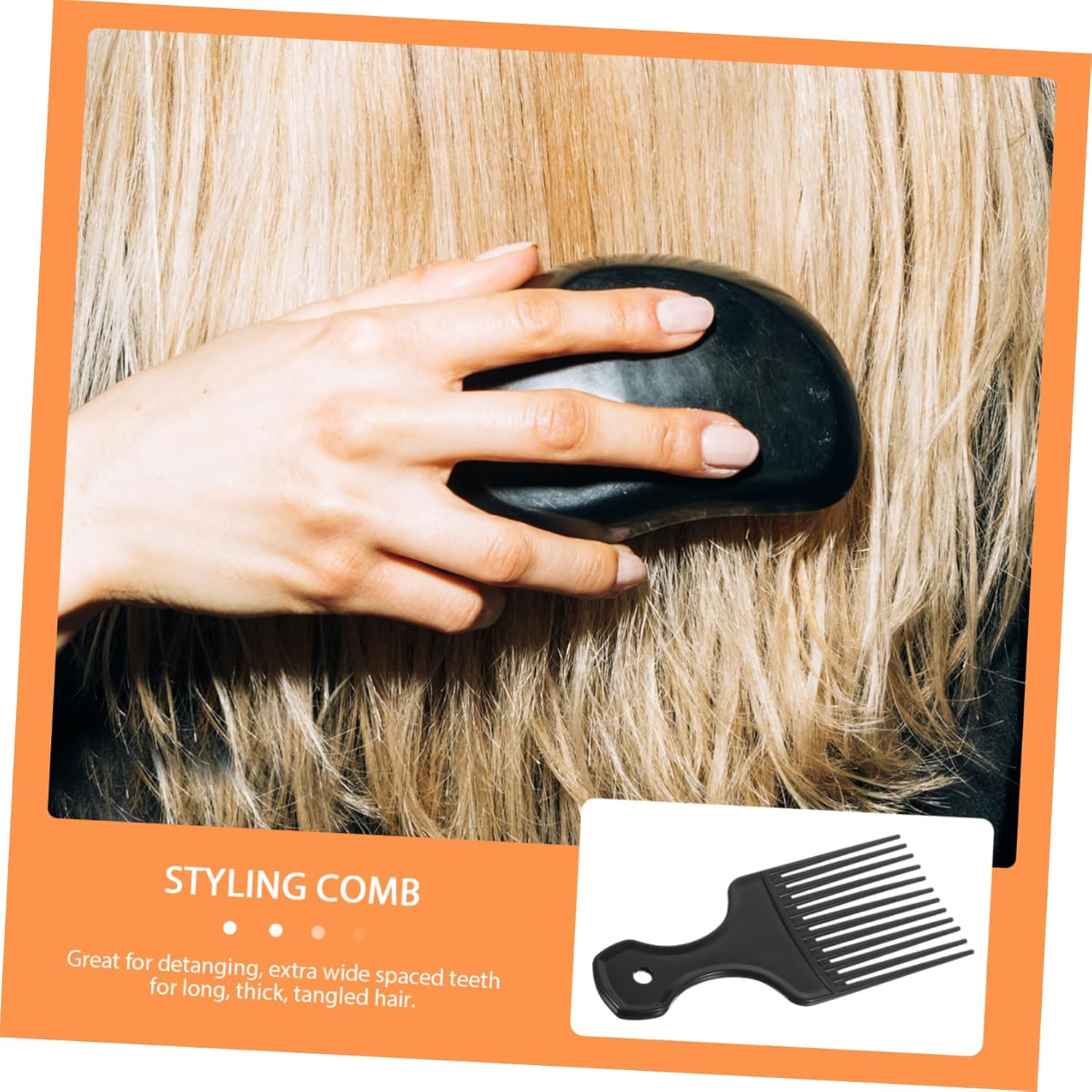 WEKADRIN 3Pcs Wide Tooth Rake Comb Hair Detangling Brush for Thick Long Hair Professional Styling Tool for Adults and Black image number 3