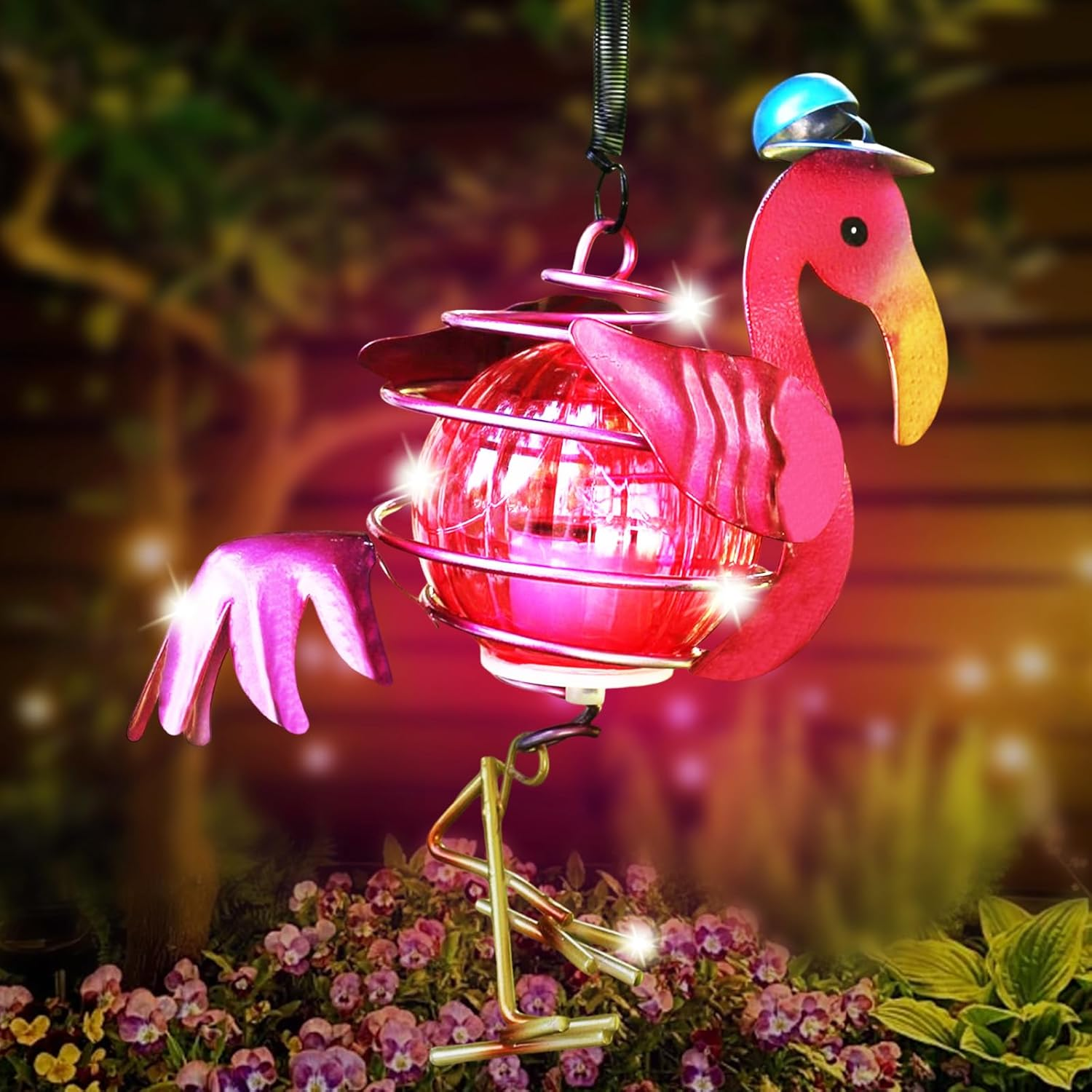 JOKILY Hanging Lamps Solar Lights, Flamingo Decorative Solar Light Outdoor Garden Decoration Fairy Lights, Solar Decoration Flamingo Outdoor Garden Decoration, Solar Lights for Outdoor Garden Lights image number 2