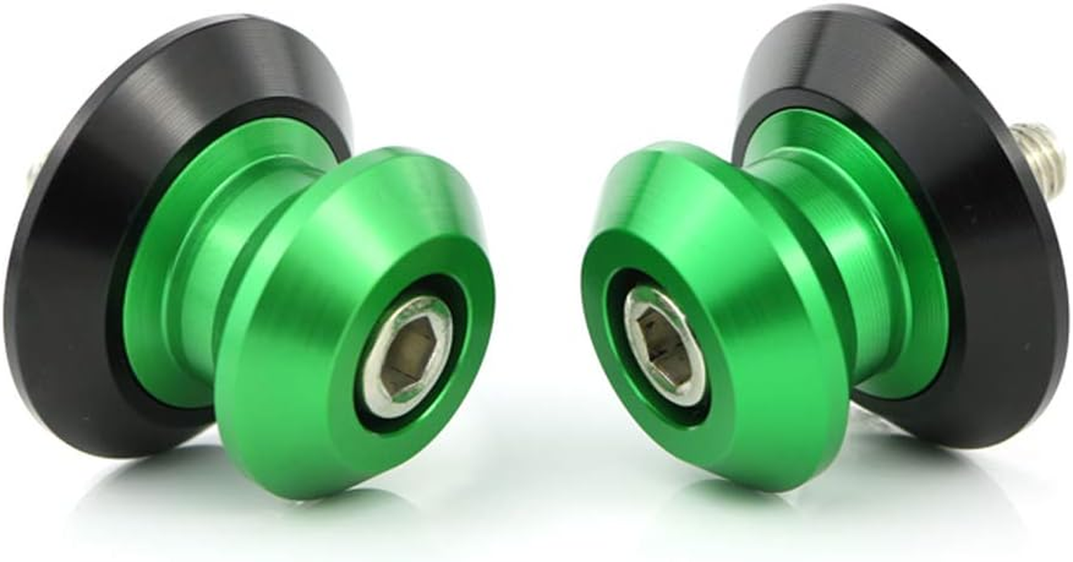 2Pcs M10 Motorcycle Swing Arm Sliders Spools CNC Swing Arm Stand Screw for Kawasaki ZX-6R ZX-6RR 98-12 ZX-10R 04-10 Ninja 250 R 300R 400R 650R ER-6N YAMAHA YZF750 YZF1000 FZR600. Green image number 4
