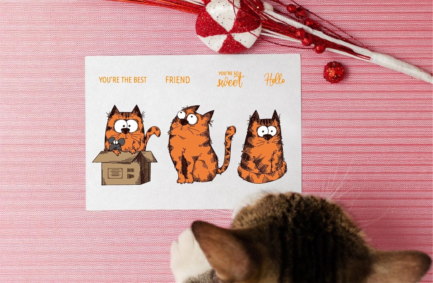 Arriettycraft Cute Cat Clear Stamps for Card Making and Journaling, Kitten Pet with Greeting Words Rubber Stamps for Crafts Scrapbooking Journals Albums Decoration image number 3