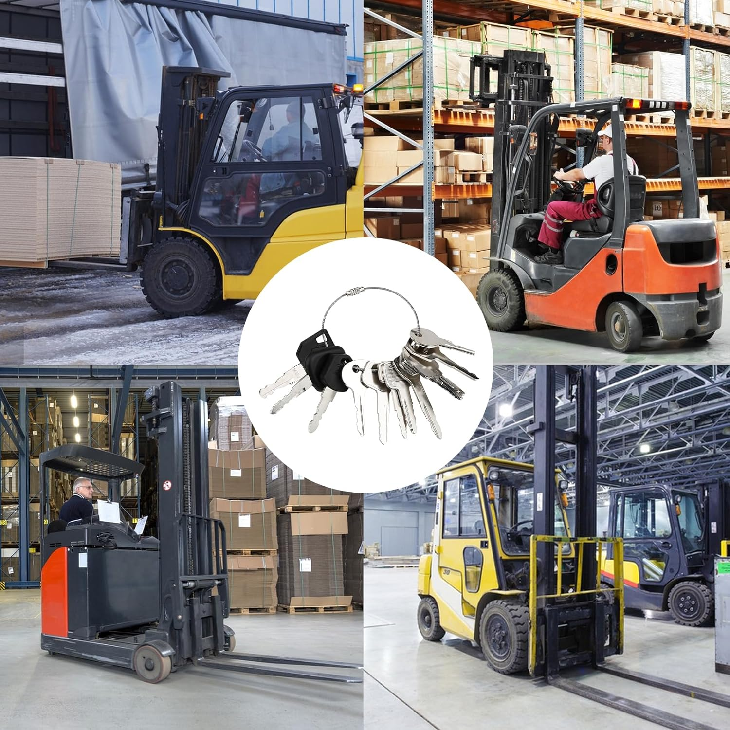 12Pcs Forklift Key Master Set for Hyster Crown Yale Cat Clark Komatsu Toyota Doosan Nissan JCB Volvo Tornado Mitsubishi Forklift Heavy Equipment Keys Set image number 4