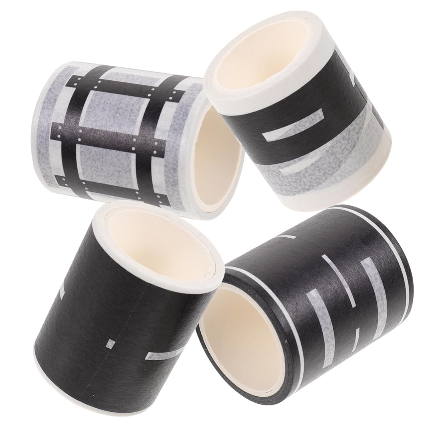 LALAFINA 4Rolls Highway Washi Tape Stickers Road Tape Boys and Girls DIY Traffic Sign Decals image number 2