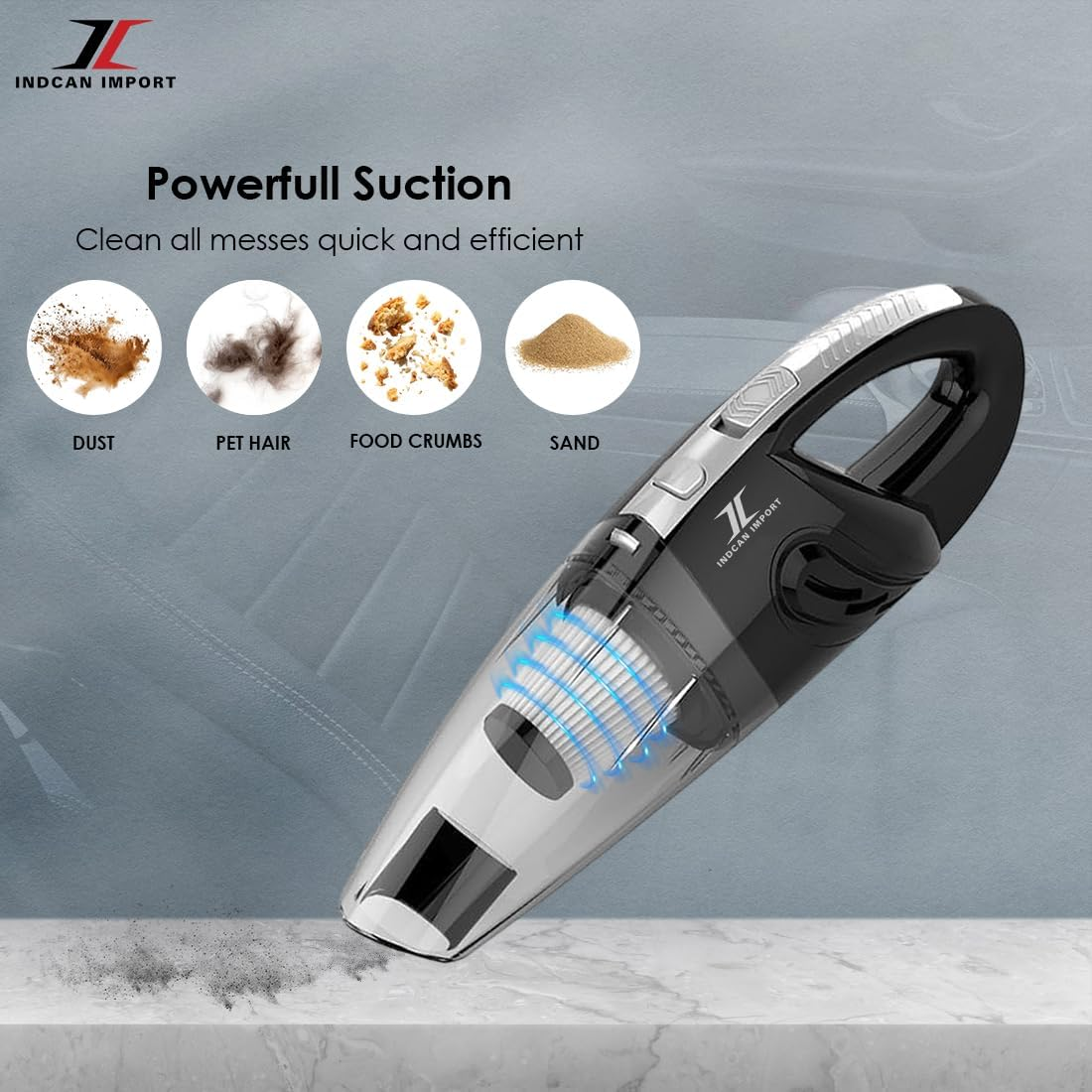 Portable Car Vacuum Cleaner High Suction Handheld Auto Vacuum for Car Interior Detailing Cordless, Powerful & Lightweight Mini Vacuum for Cars, Trucks & Suvs image number 4