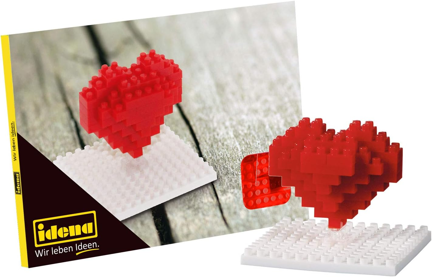 Idena 40153 - Heart Postcard with a 3D Model Building Set with 42 Original Brixies Mini Building Blocks, Difficulty Level 1, Greeting Card or Children and Adults image number 1