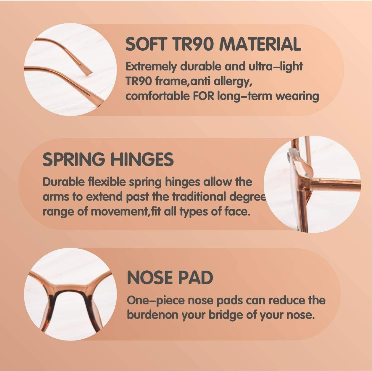 OPTOFENDY Blue Light Blocking Glasses Women, TR90 round Gradient Computer Eyeglasses, anti Eyestrain Eyewear - Clear image number 3