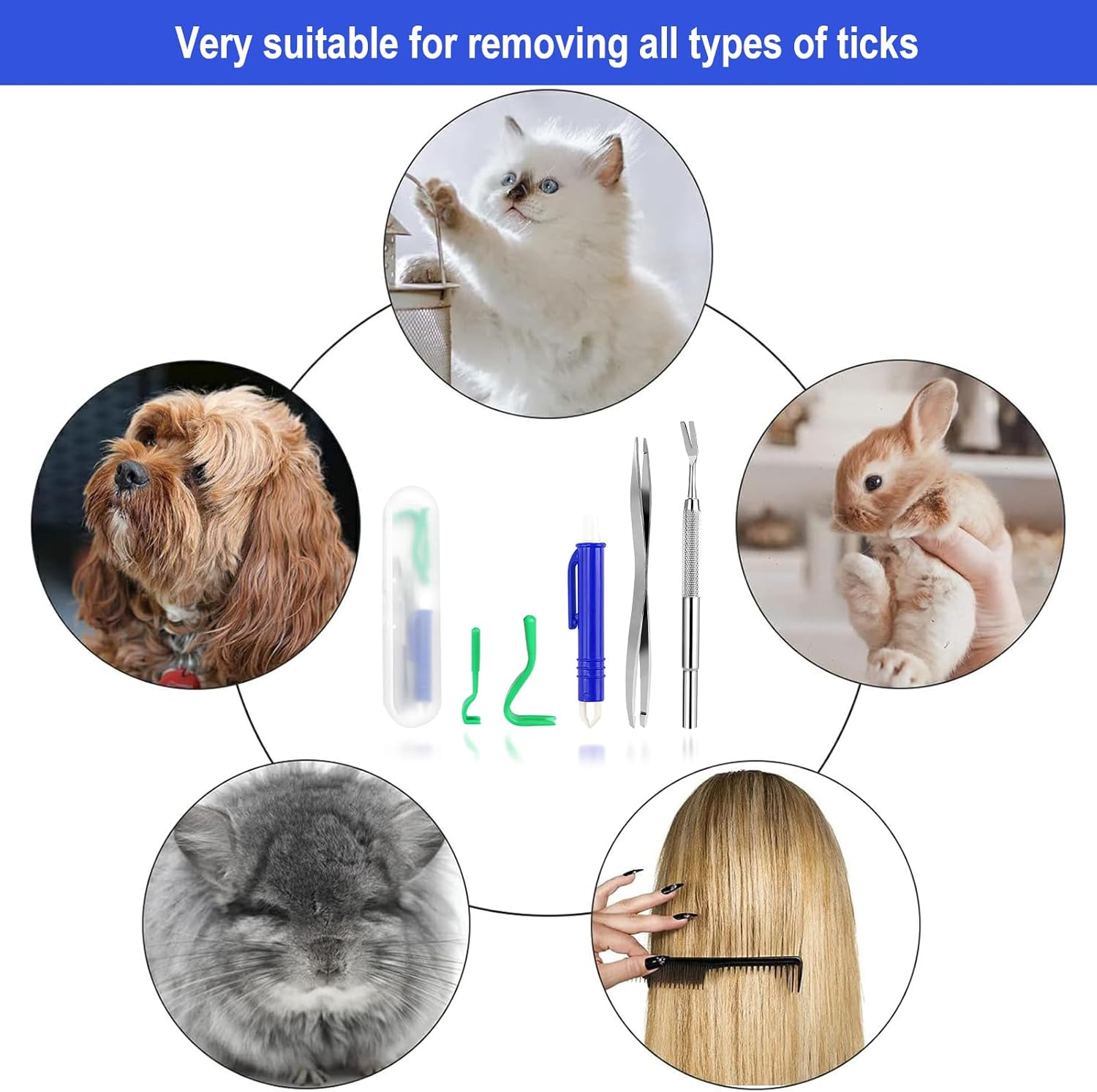 Duoleimi Tick Tweezers Set for Dogs, Cats, Humans, 5 Tick Pliers with Tick Hooks, Metal Pliers and Tick Tweezers, Safe Tick Remover for Children and Pets image number 5