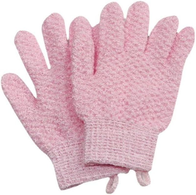 Bath Exfoliating Gloves Scrub - 4 Pcs (2Pairs) Lengthened and Large Exfoliating Scrubbing Gloves for Shower, Spa, Massage - Scrub Exfoliating Mitts for Body, Face, Hand and Foot (Black and Gray) (Blue and Pink) image number 6