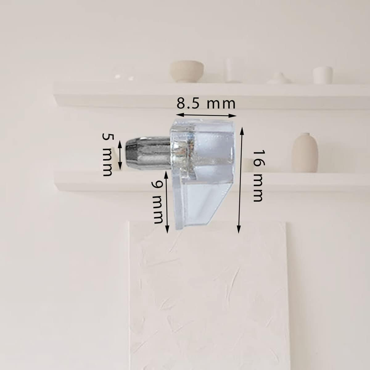 20 Pcs 5Mm Clear Plastic Cabinet Shelf Support Pins, Clear Shelf Support Pegs, Shelf Pins Clear Shelf Support Pegs, Shelf Holder Replacement Peg, Shelf Holder Bracket Steel Pins image number 4