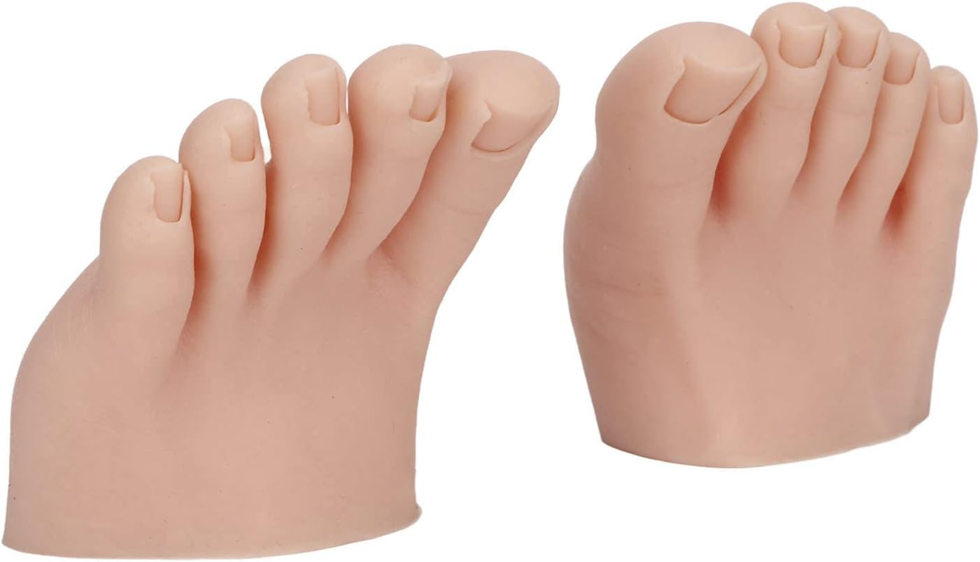 Practice Fake Foot Model, Nail Practice Training Foot Half Foot Model with Toes, 1 Pair Flexible Soft Silicone Prosthetic Manicure Tool for Acrylic Nails Tips Art Training Display (Medium Skin Color) image number 1