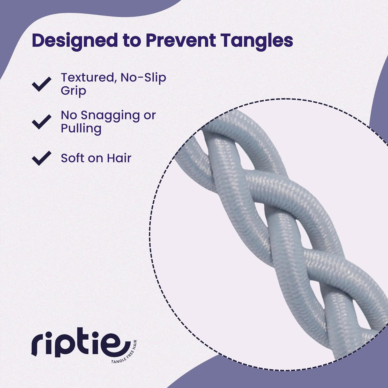 Rip Tie 24" X 2.5Mm Soft Hair Tie for Women, 3 Pack Neutrals &ndash; Tangle Free Ponytail Holders &ndash; Prevents Hair Damage &ndash; Ideal for Activities like Surfing, Exercising, Running, and More image number 2