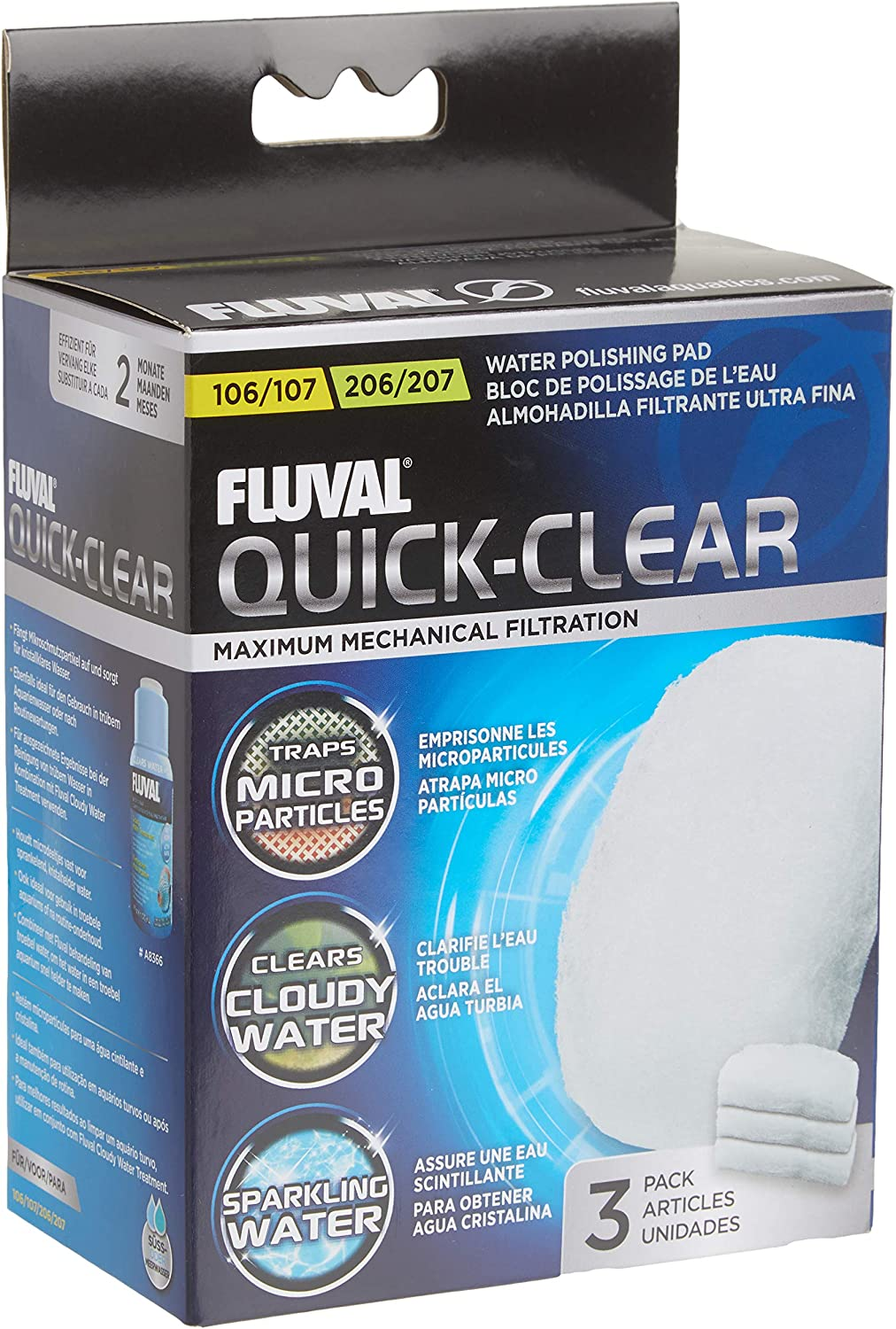 Fluval Quick-Clear Water Polishing Pads, Mechanical Filter Media for Aquariums, 3-Pack, A242 image number 5