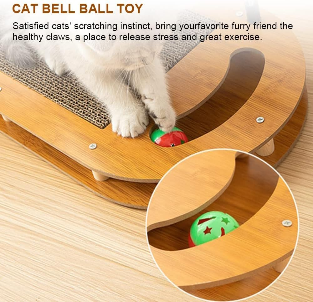 Cat Brush 4 in 1 - Scratching Board, Scratching Arch with Scratching Mats, Care Device with Scratching Pad, Cardboard Scratcher with Bell, Massager, Pet Brush with Interactive Mouse Toy image number 5