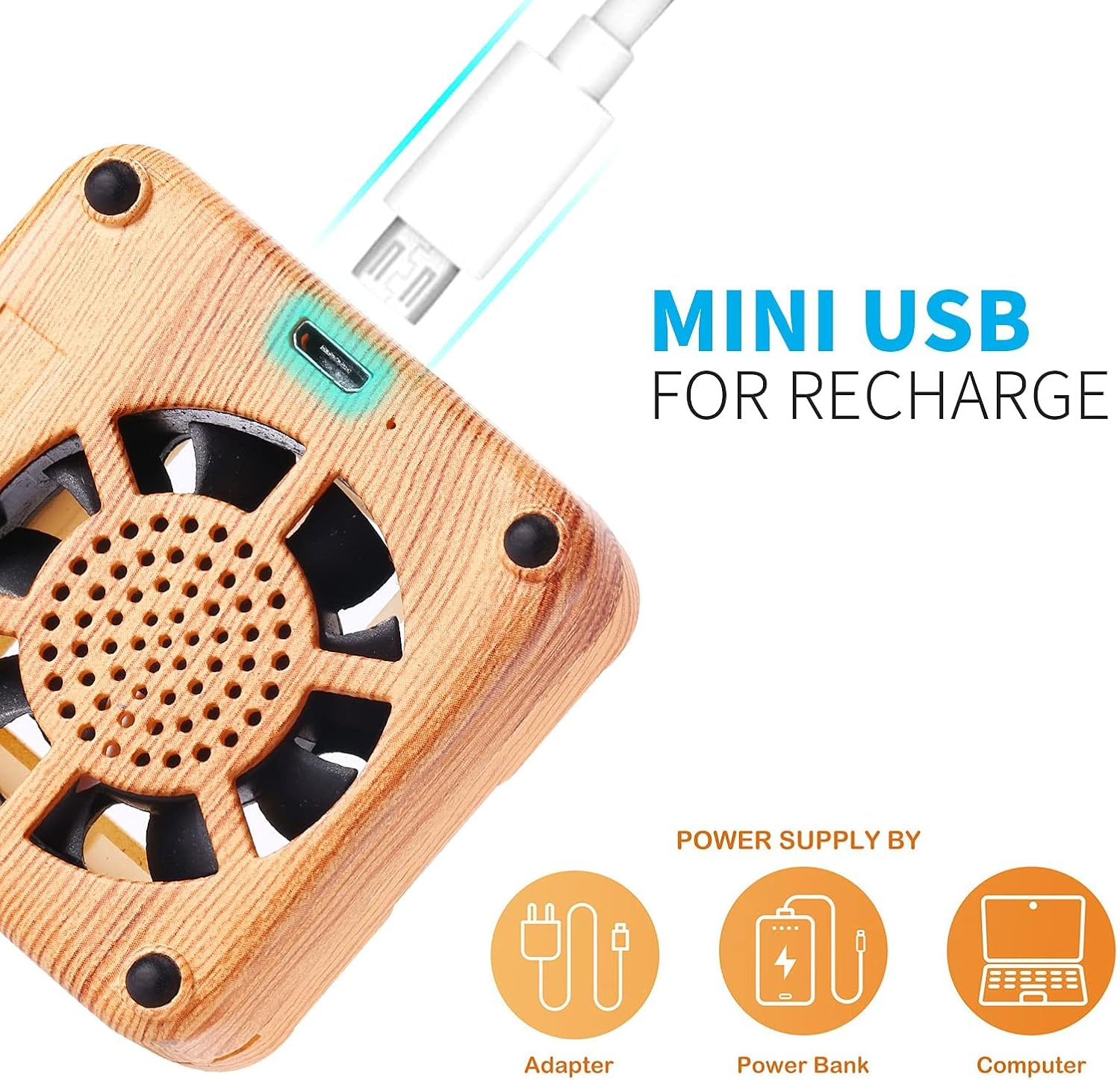 Wood Grain Portable Diffuser for Essential Oils - Car or Travel,Closet Smells Fresh,Mini Size, Quiet, Waterless, Re-Chargeable Battery or USB Wood Grain image number 2